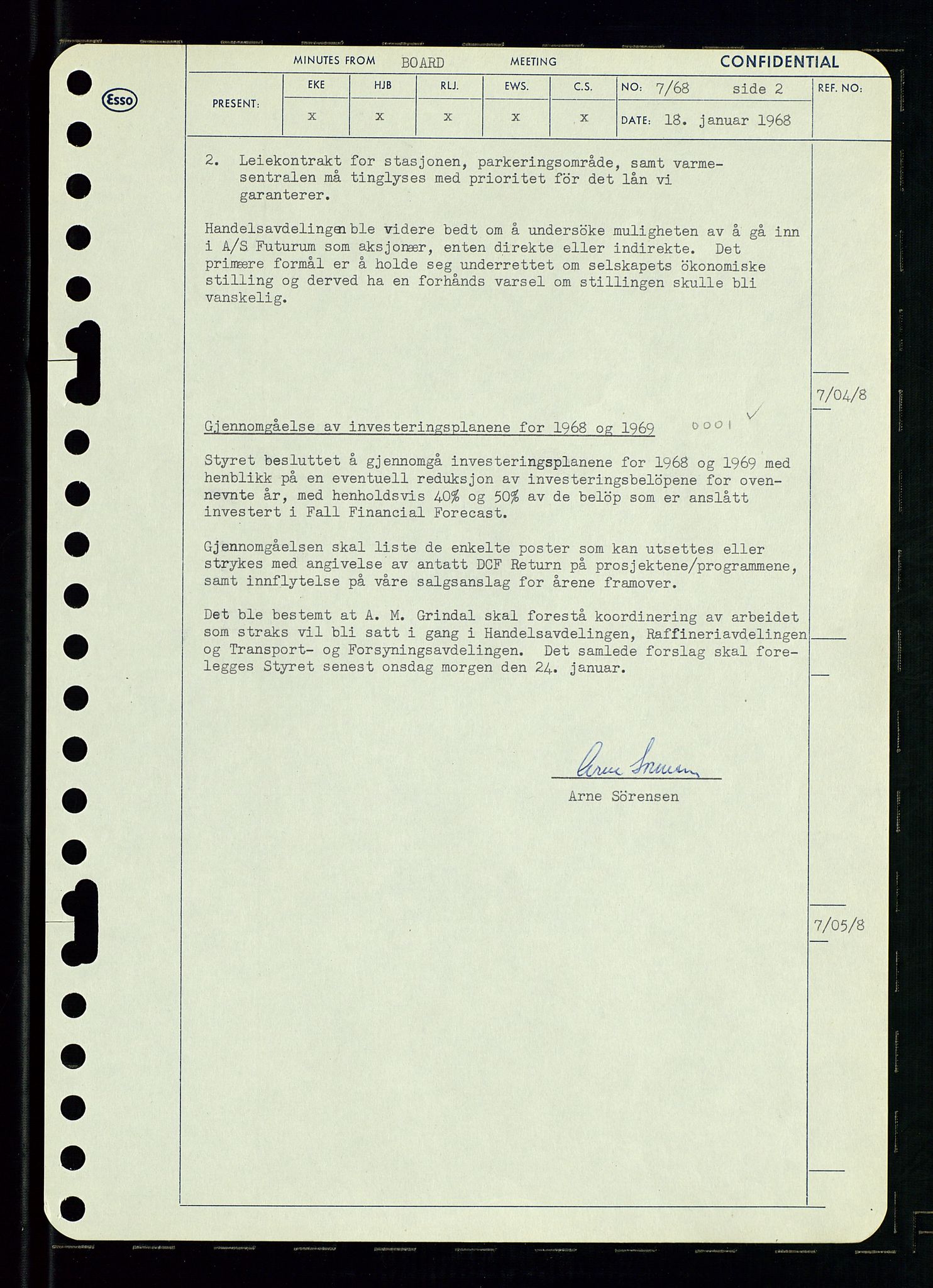 Pa 0982 - Esso Norge A/S, AV/SAST-A-100448/A/Aa/L0002/0004: Den administrerende direksjon Board minutes (styrereferater) / Den administrerende direksjon Board minutes (styrereferater), 1968, p. 12