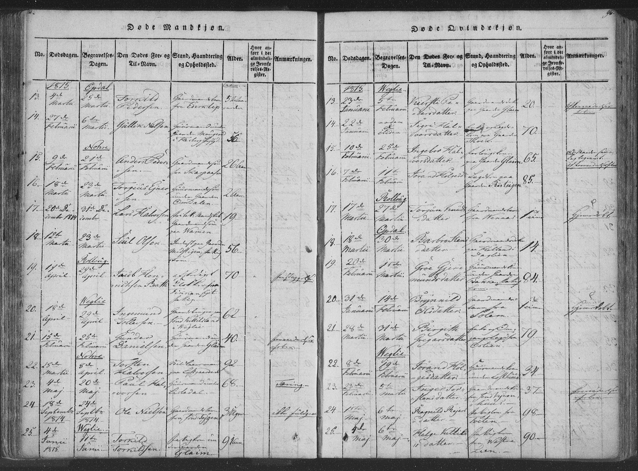 Rollag kirkebøker, SAKO/A-240/F/Fa/L0006: Parish register (official) no. I 6, 1814-1828, p. 96