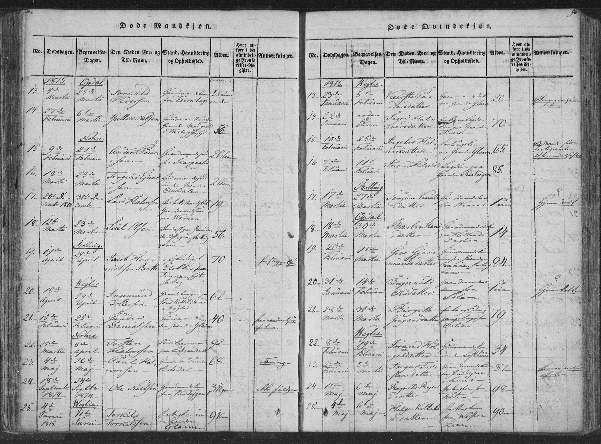 Rollag kirkebøker, AV/SAKO-A-240/F/Fa/L0006: Parish register (official) no. I 6, 1814-1828, p. 96