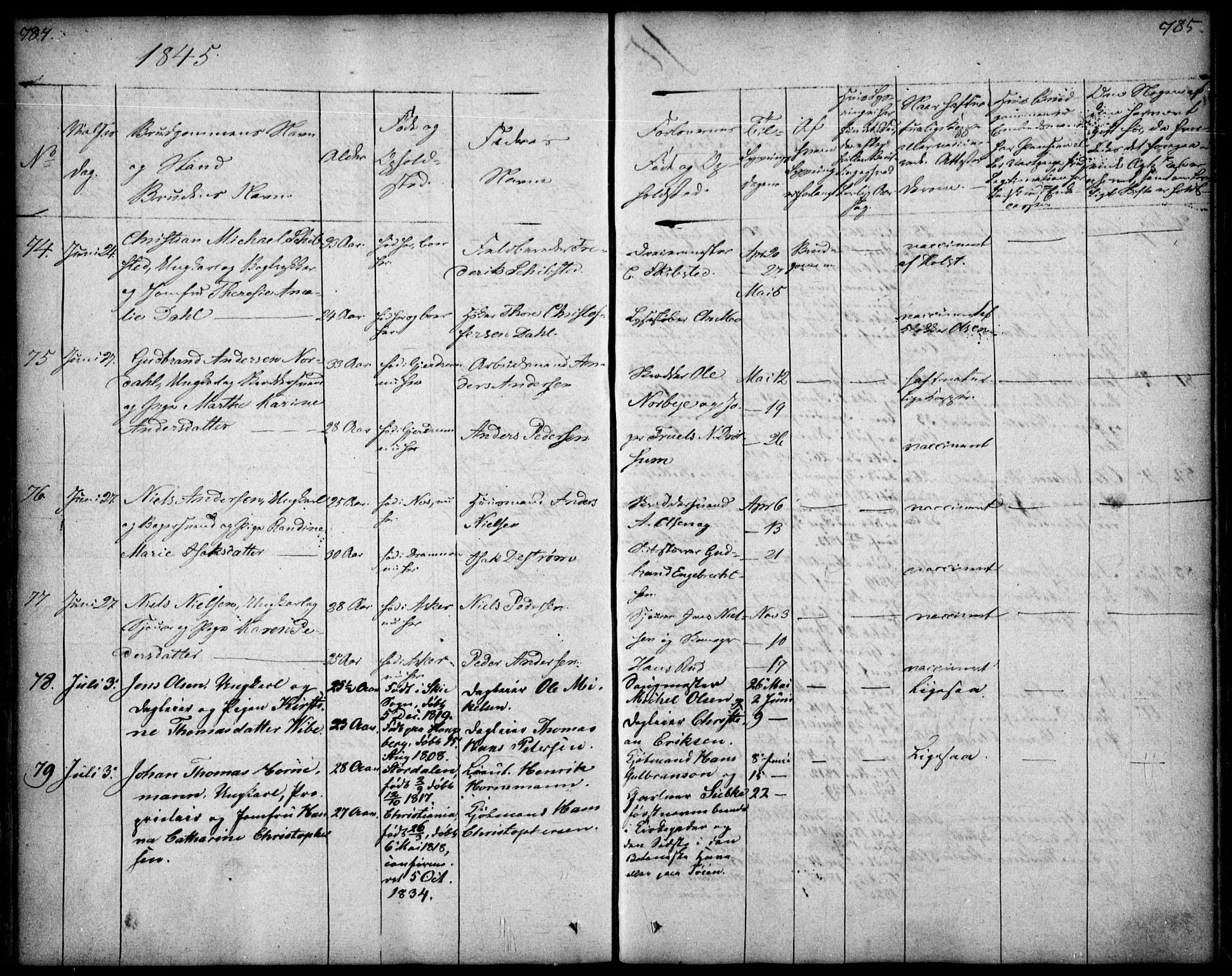 Oslo domkirke Kirkebøker, SAO/A-10752/F/Fa/L0019: Parish register (official) no. 19, 1828-1847, p. 784-785