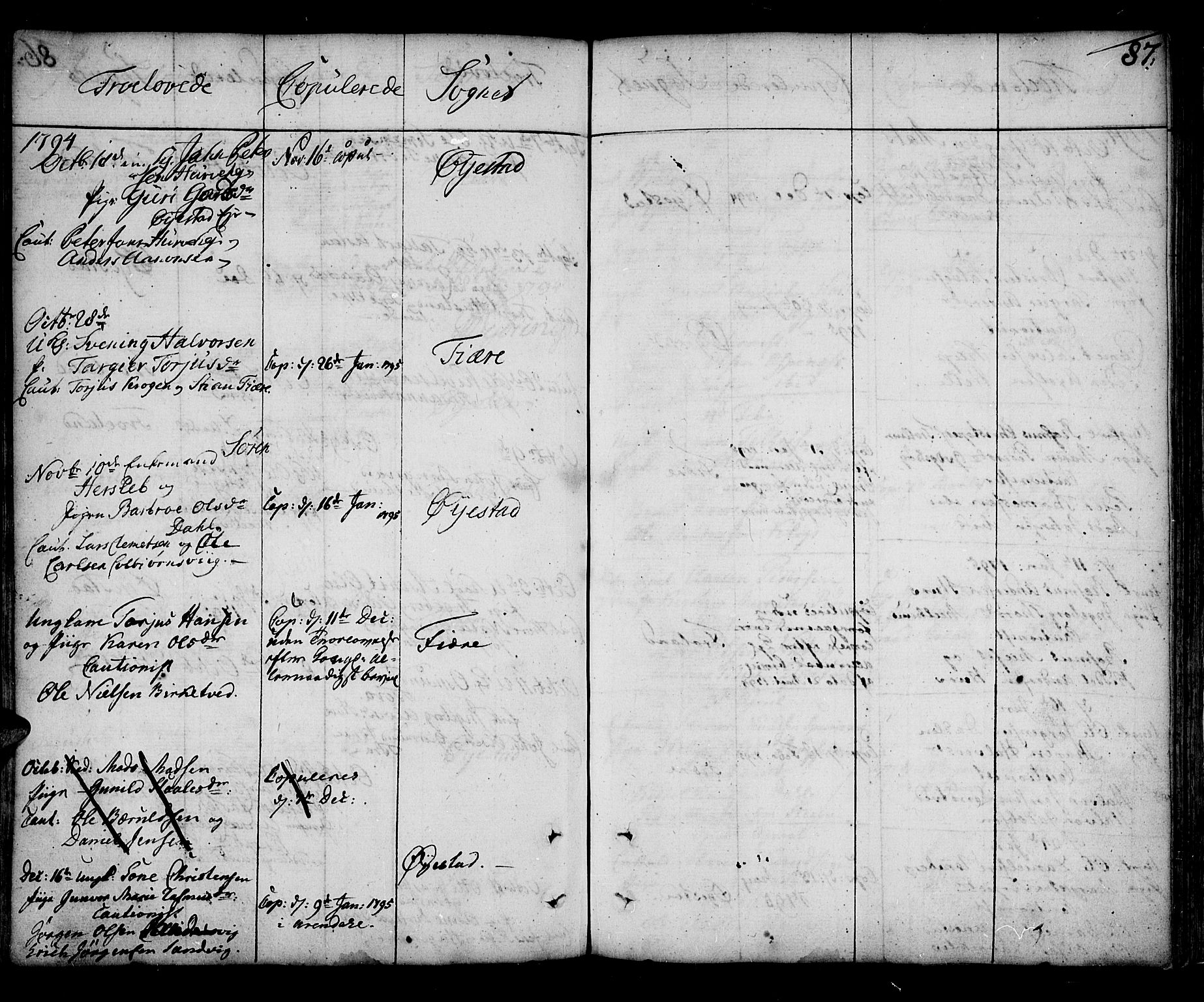 Øyestad sokneprestkontor, AV/SAK-1111-0049/F/Fa/L0009: Parish register (official) no. A 9, 1778-1808, p. 87