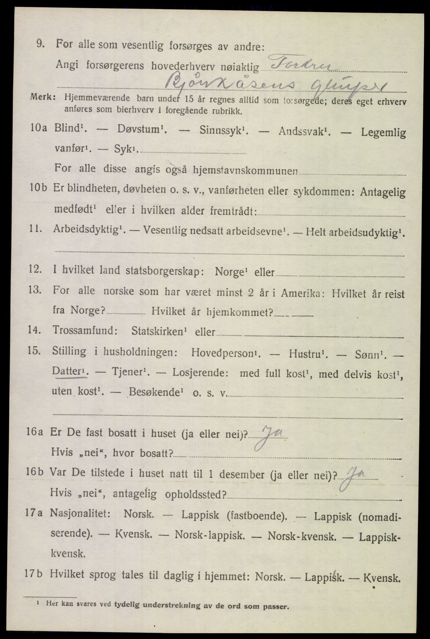 SAT, 1920 census for Evenes, 1920, p. 9001