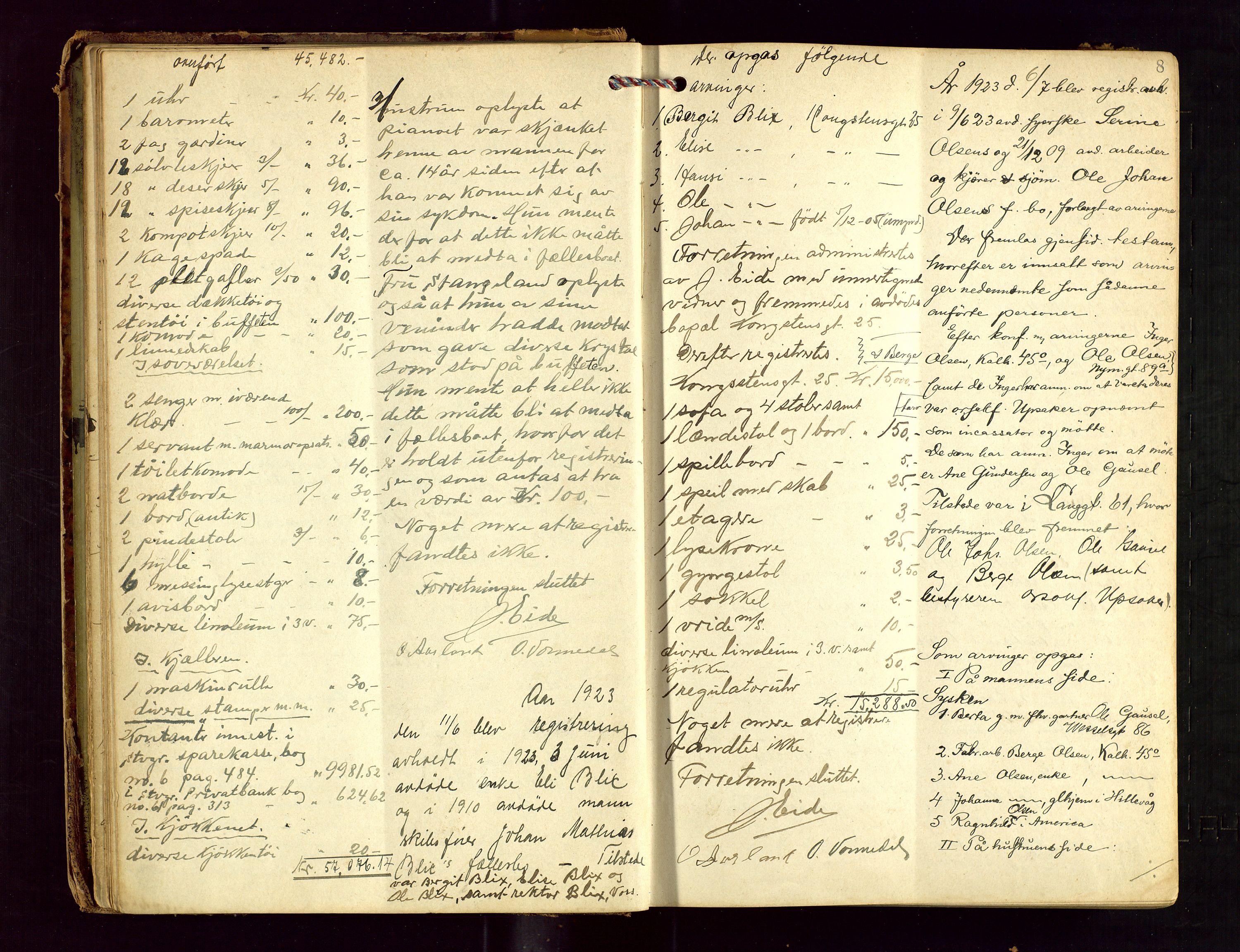 Stavanger skifteforvalter, AV/SAST-A-101412/001/5/53/533BA/L0004: Registreringsprotokoll, 1923-1930, p. 7b-8a