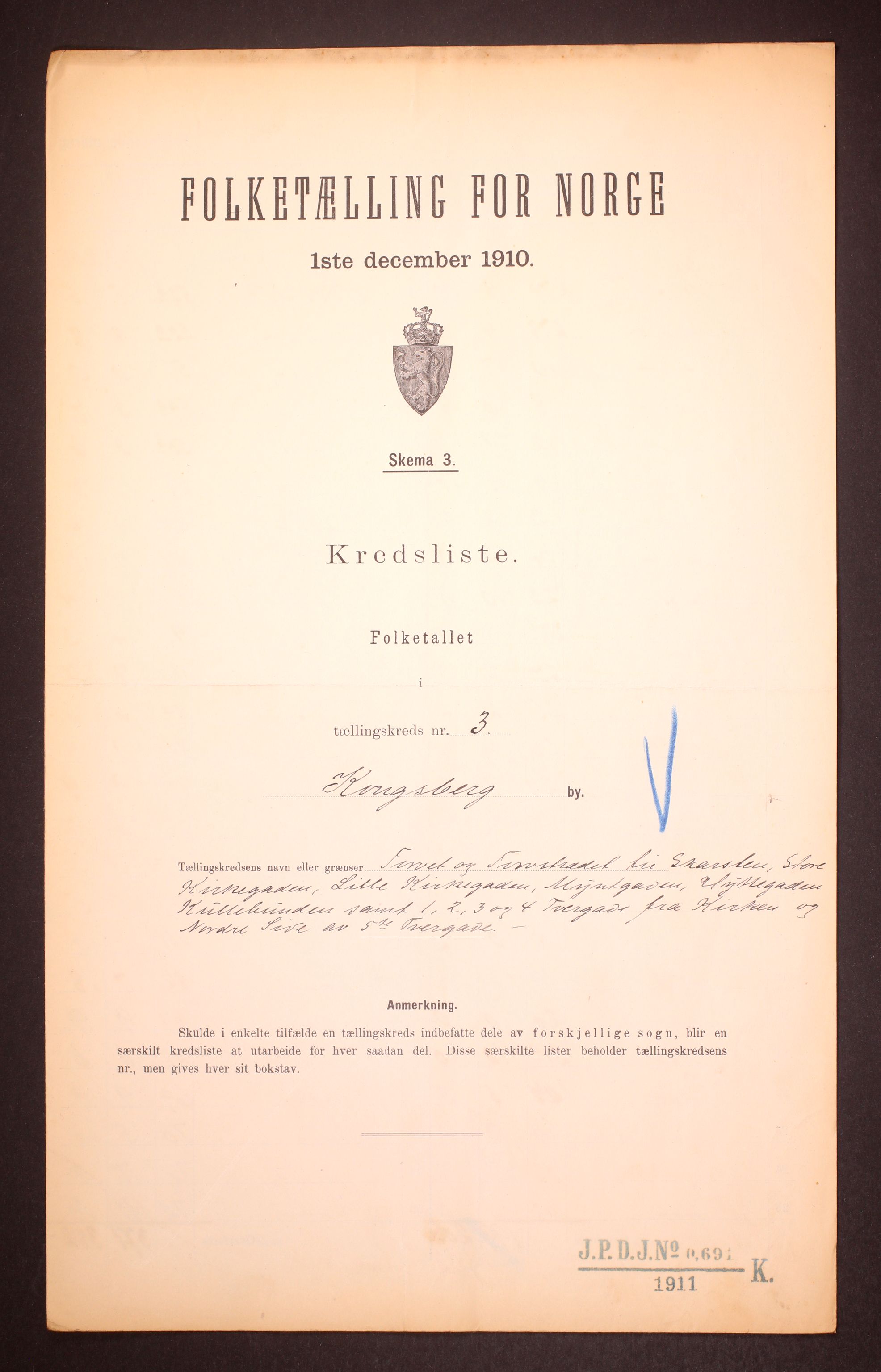 RA, 1910 census for Kongsberg, 1910, p. 12