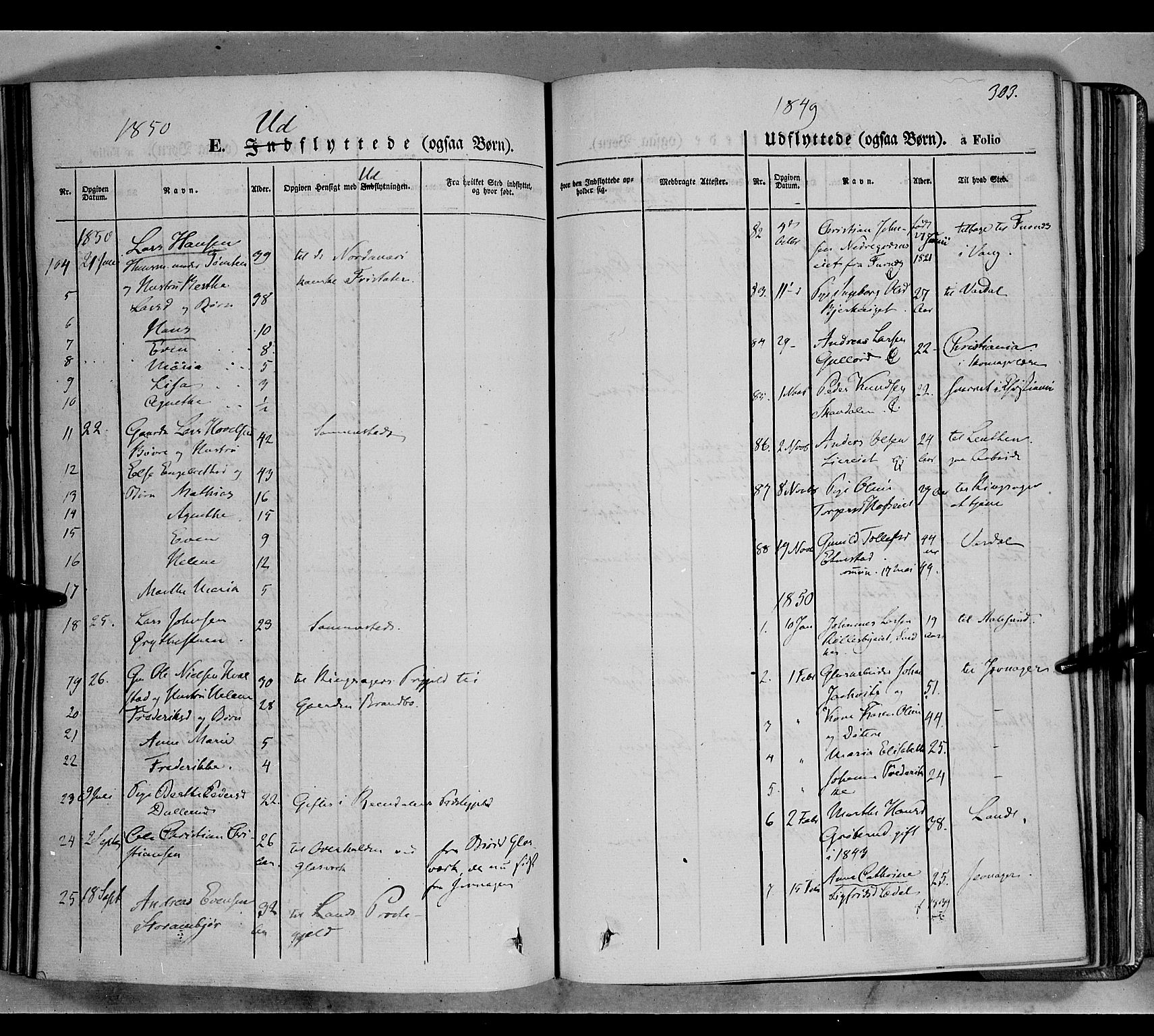 Biri prestekontor, SAH/PREST-096/H/Ha/Haa/L0005: Parish register (official) no. 5, 1843-1854, p. 303