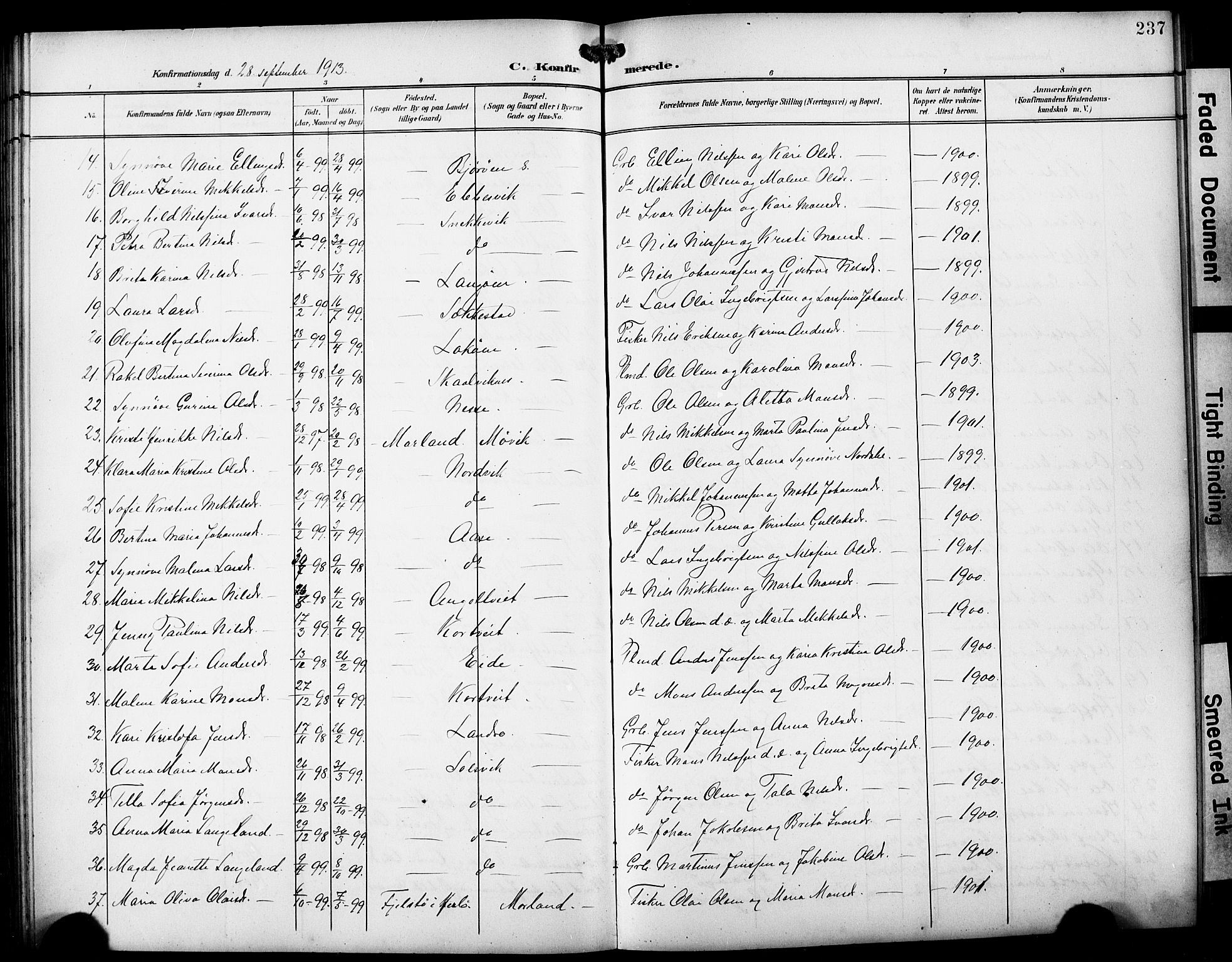Fjell sokneprestembete, SAB/A-75301/H/Hab: Parish register (copy) no. A 5, 1899-1918, p. 237