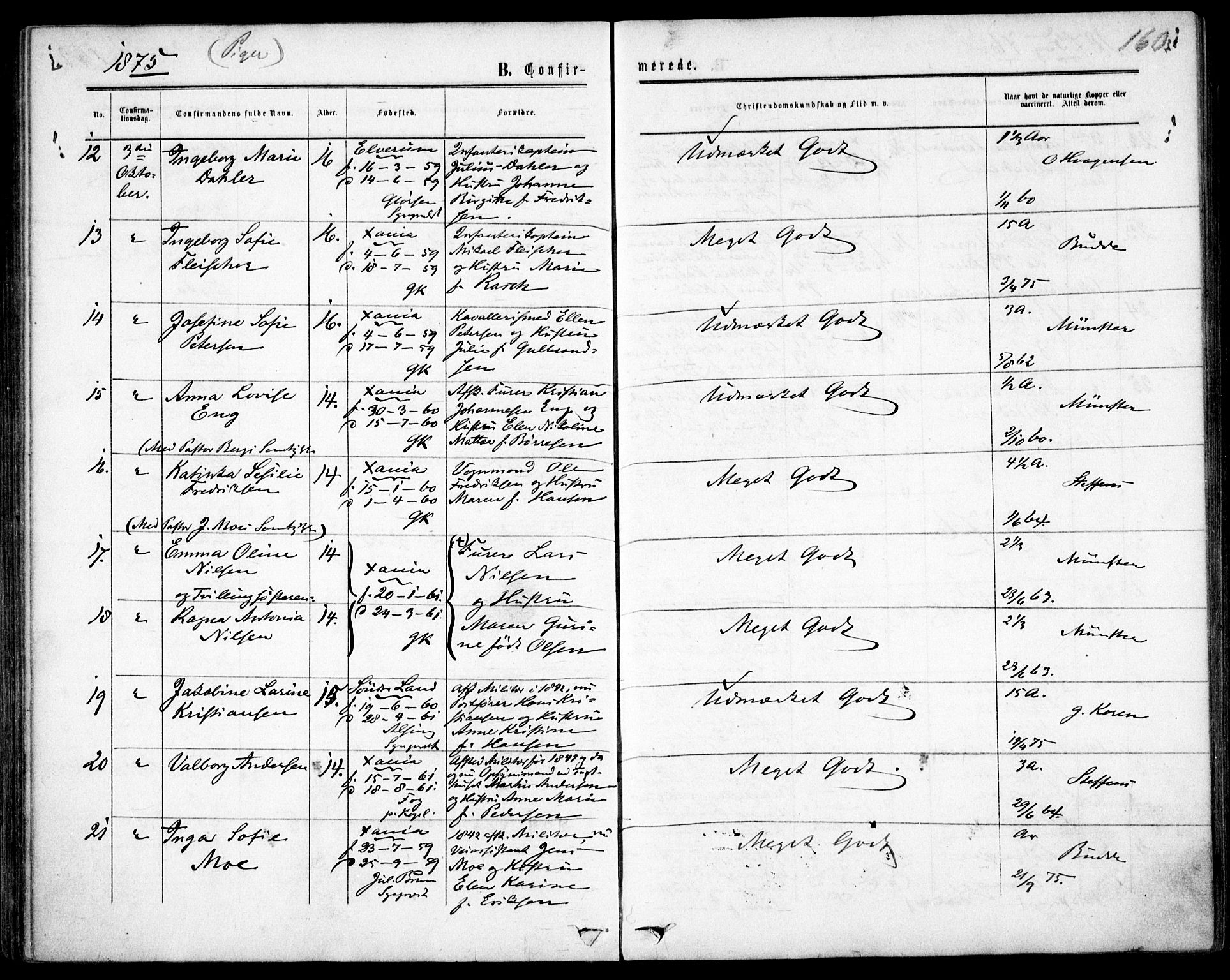 Garnisonsmenigheten Kirkebøker, AV/SAO-A-10846/F/Fa/L0011: Parish register (official) no. 11, 1870-1880, p. 160