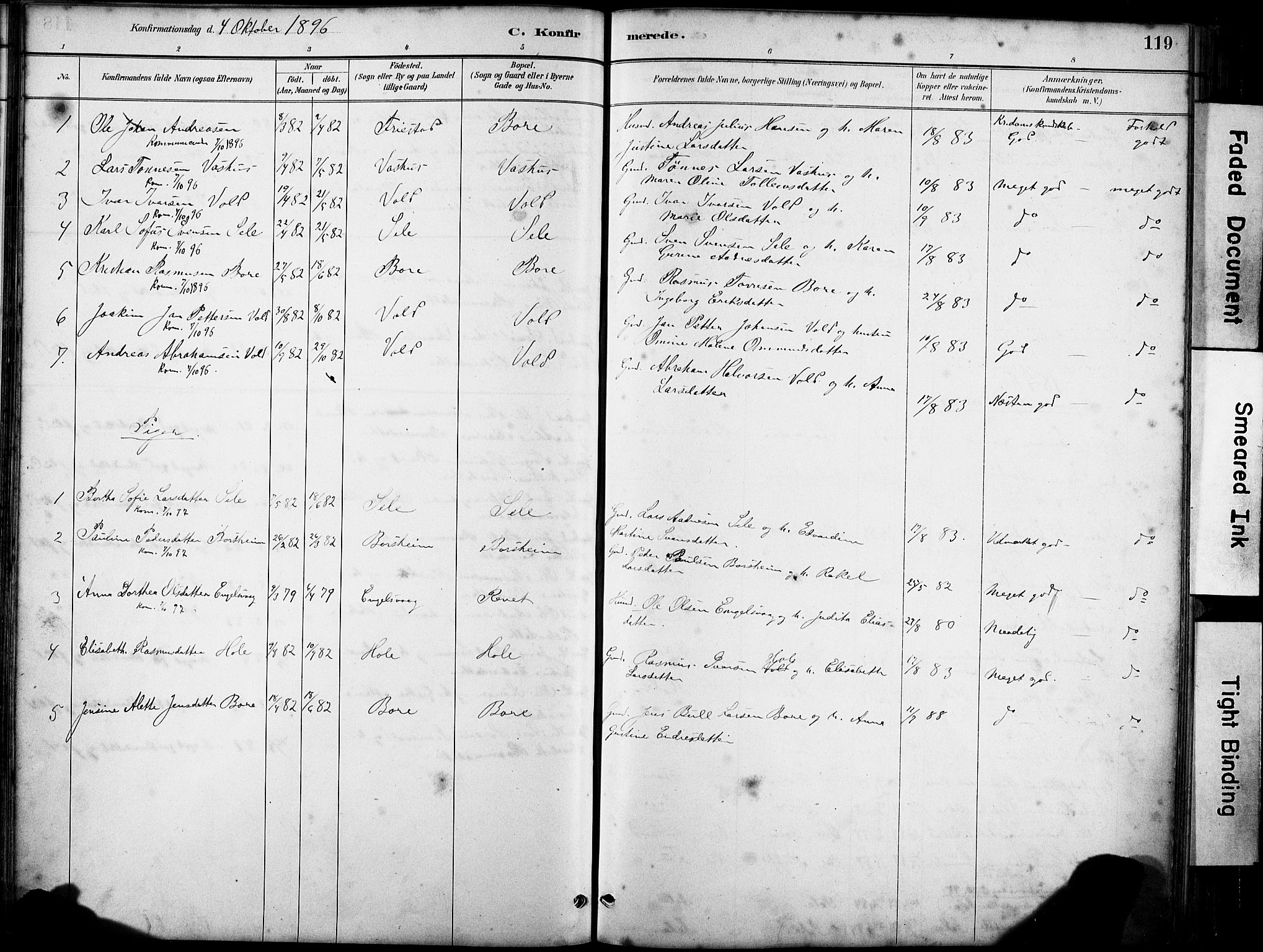 Klepp sokneprestkontor, AV/SAST-A-101803/001/3/30BA/L0008: Parish register (official) no. A 9, 1886-1919, p. 119