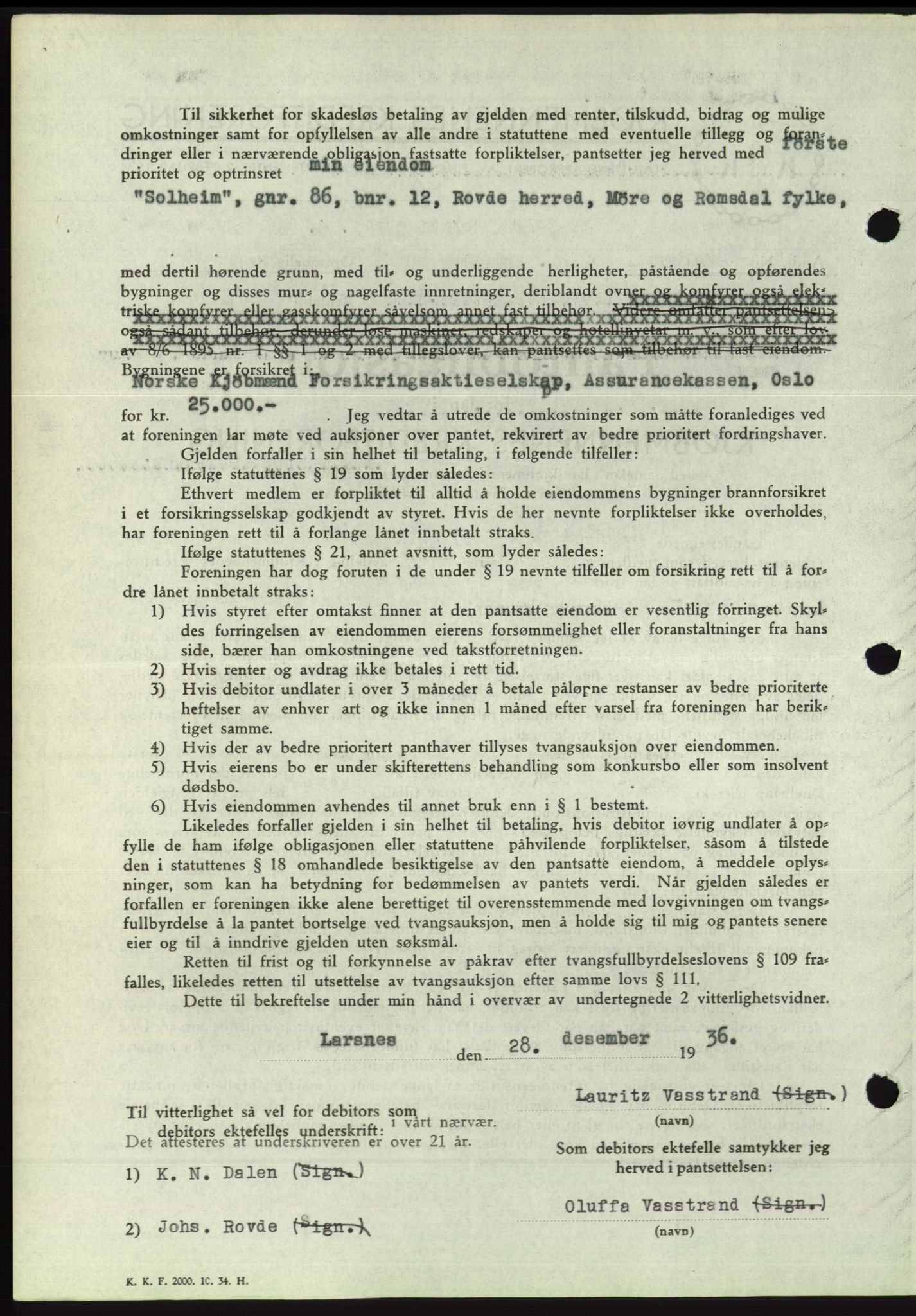 Søre Sunnmøre sorenskriveri, AV/SAT-A-4122/1/2/2C/L0062: Mortgage book no. 56, 1936-1937, Diary no: : 28/1937