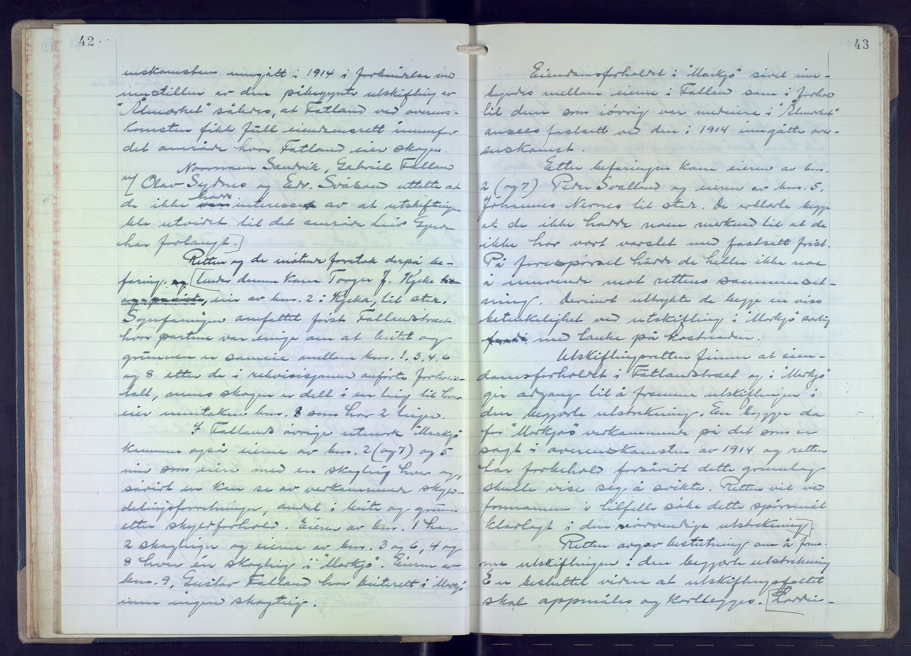 Hordaland jordskiftedøme - VII Indre Sunnhordland jordskiftedistrikt, AV/SAB-A-7401/A/Aa/L0021: Forhandlingsprotokoll, 1945-1953, p. 42-43