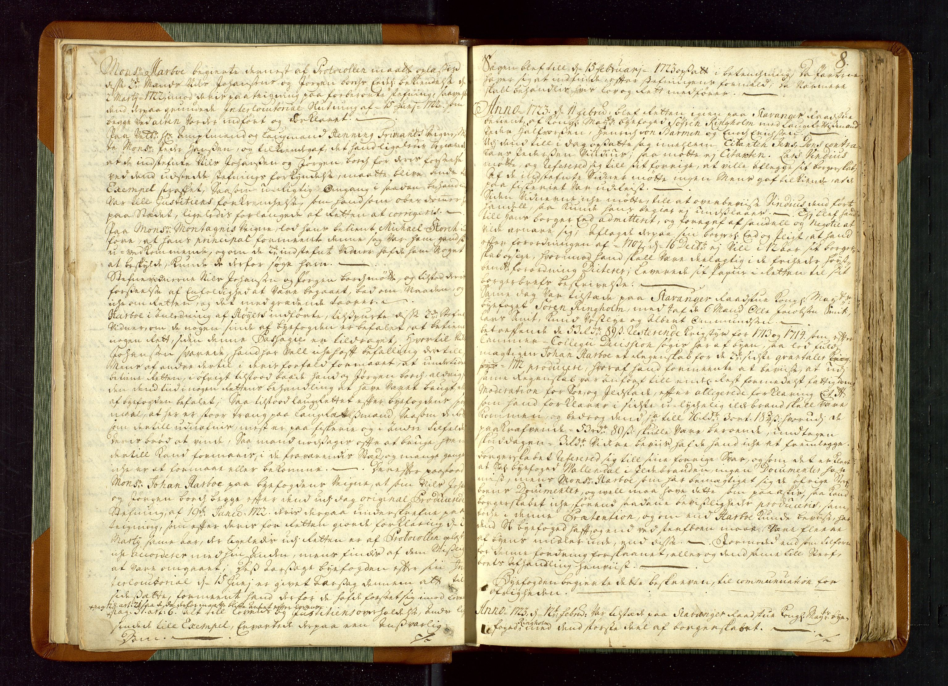 Stavanger byfogd, AV/SAST-A-101408/001/3/30/30BA/L0036: Bytingprotkoll, 1722-1726, p. 7b-8a