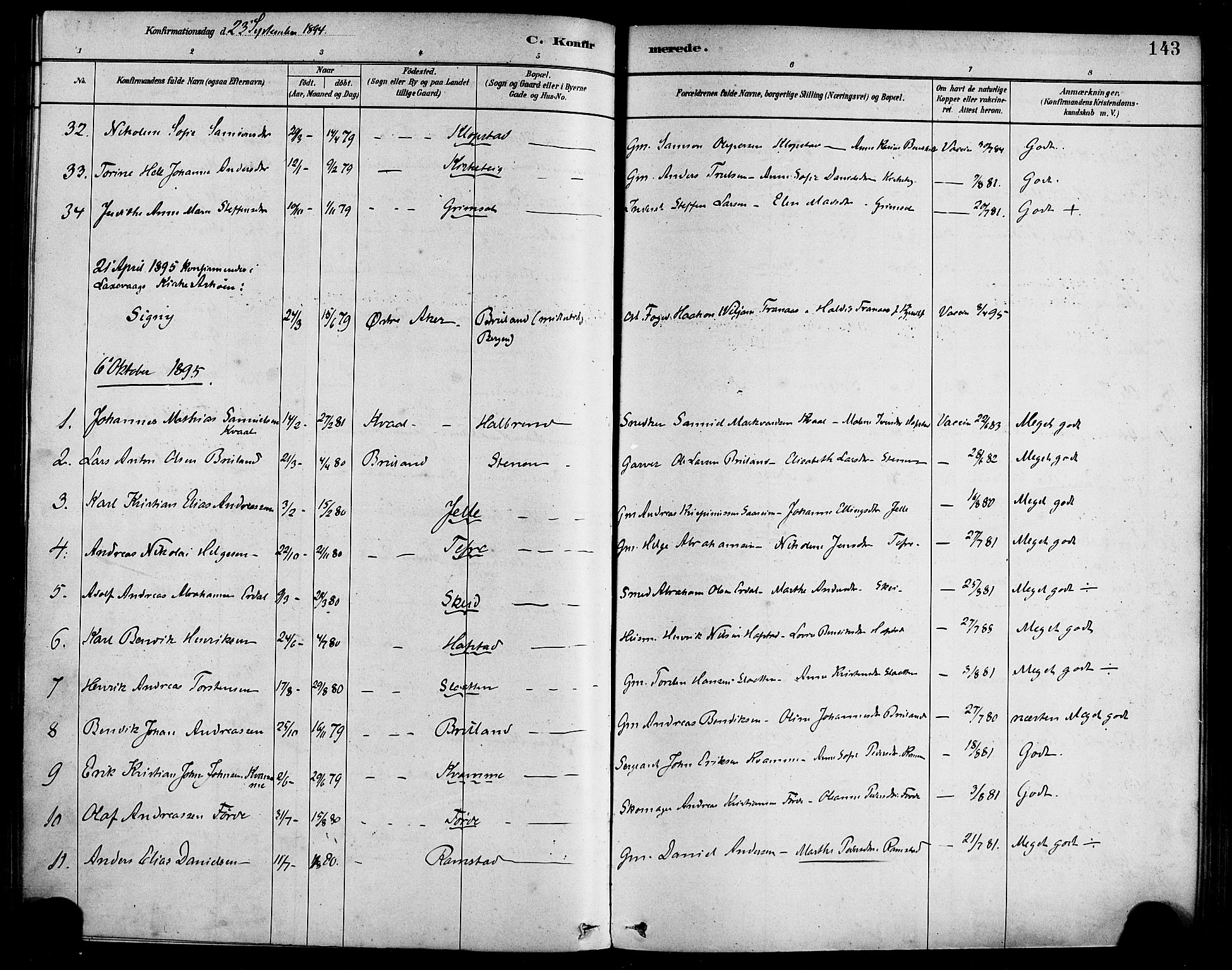 Førde sokneprestembete, SAB/A-79901/H/Haa/Haab/L0001: Parish register (official) no. B 1, 1880-1898, p. 143