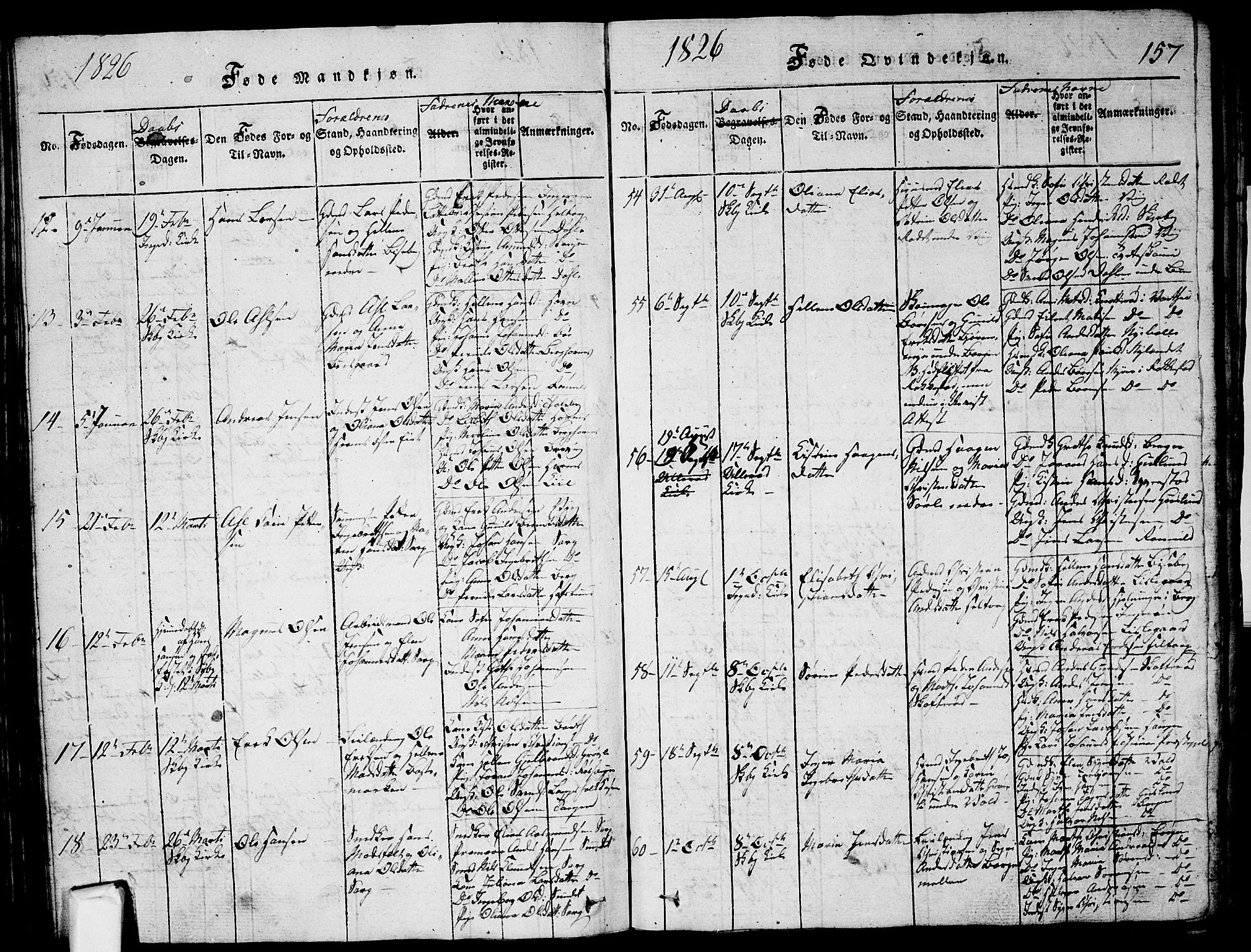 Skjeberg prestekontor Kirkebøker, SAO/A-10923/G/Ga/L0001: Parish register (copy) no. I 1, 1815-1830, p. 157