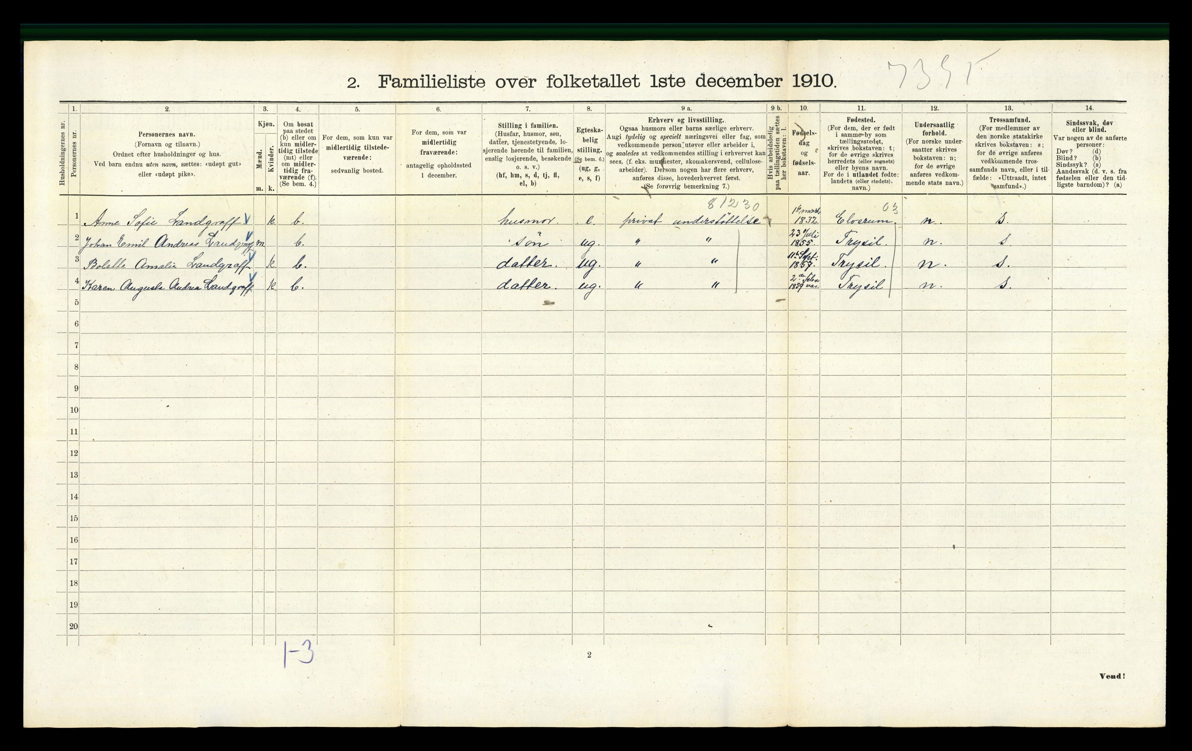 RA, 1910 census for Kristiania, 1910, p. 66446