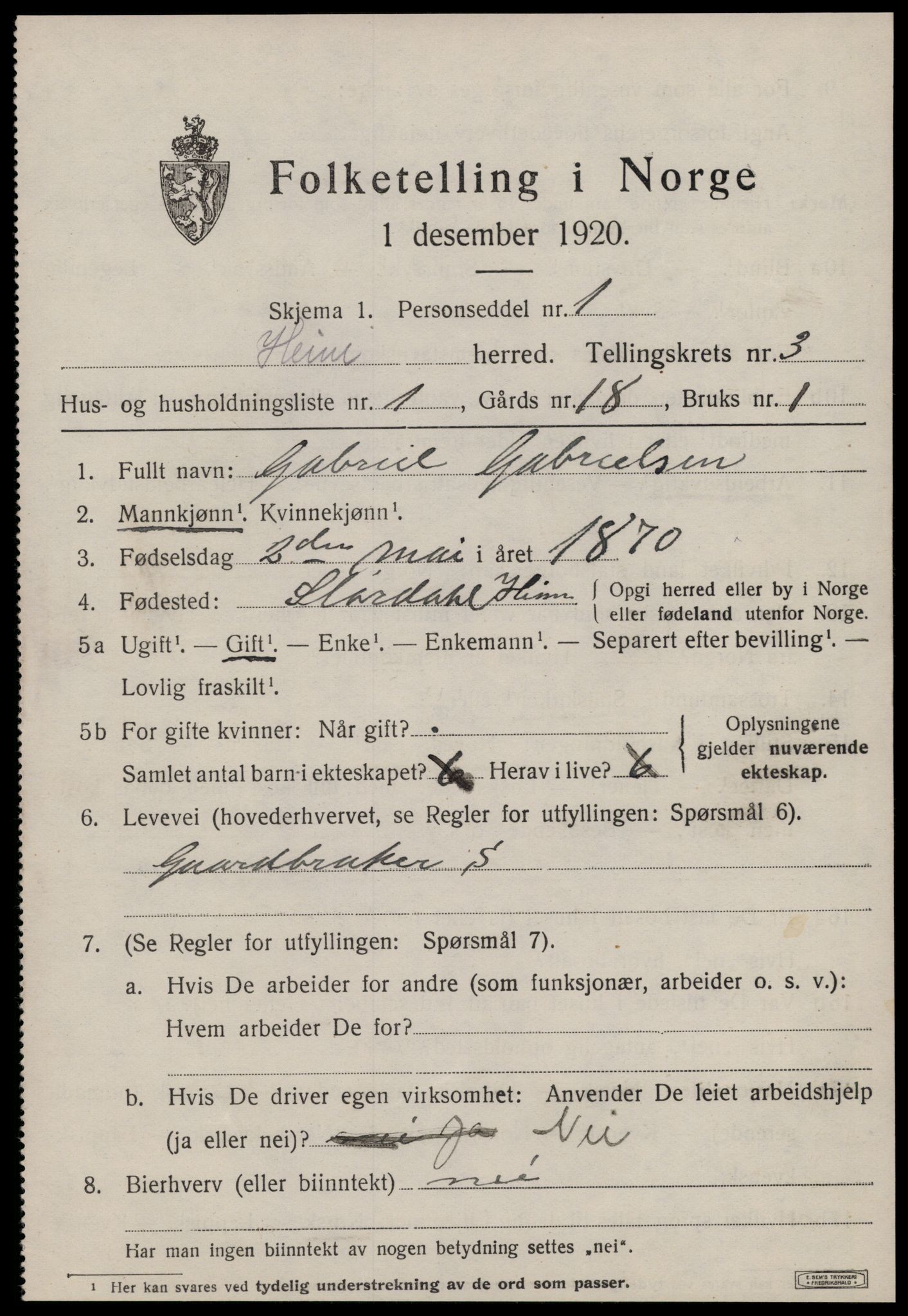 SAT, 1920 census for Heim, 1920, p. 1911