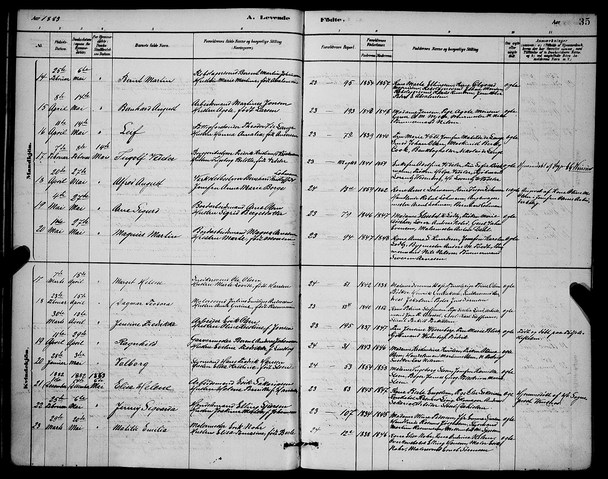 Mariakirken Sokneprestembete, AV/SAB-A-76901/H/Hab/L0004: Parish register (copy) no. A 4, 1878-1892, p. 35