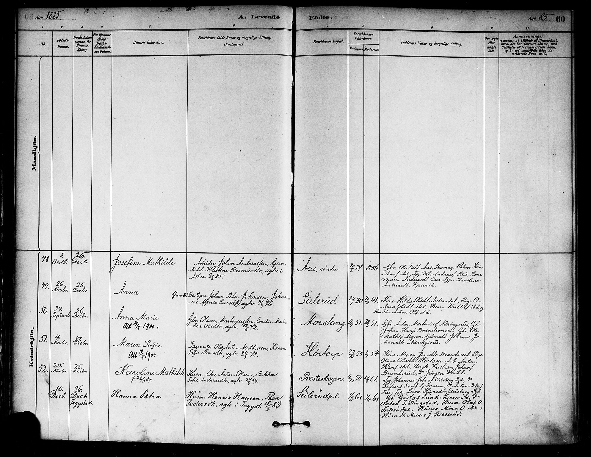 Eidsberg prestekontor Kirkebøker, AV/SAO-A-10905/F/Fa/L0012: Parish register (official) no. I 12, 1879-1901, p. 60