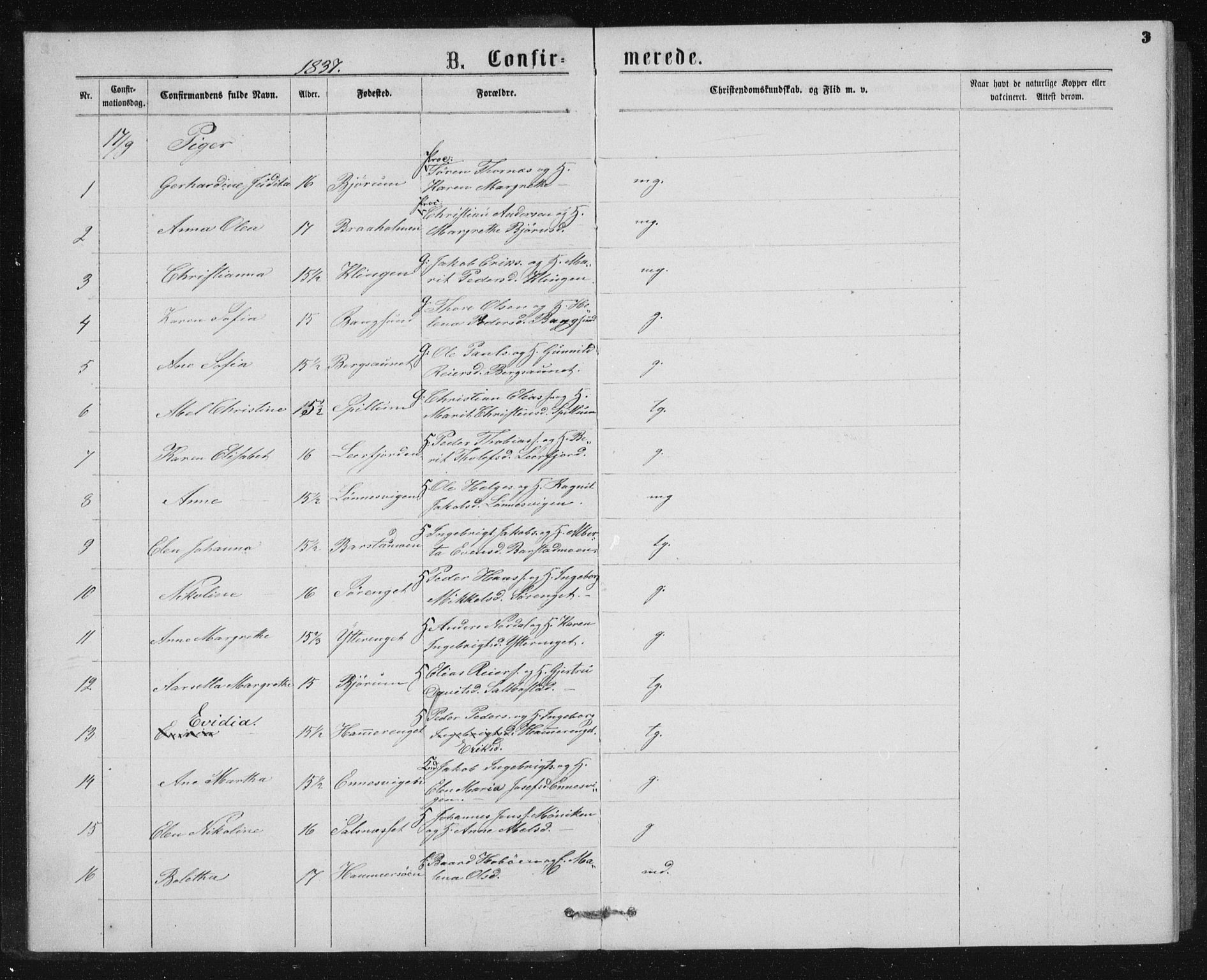 Ministerialprotokoller, klokkerbøker og fødselsregistre - Nord-Trøndelag, SAT/A-1458/768/L0567: Parish register (official) no. 768A02, 1837-1865, p. 3