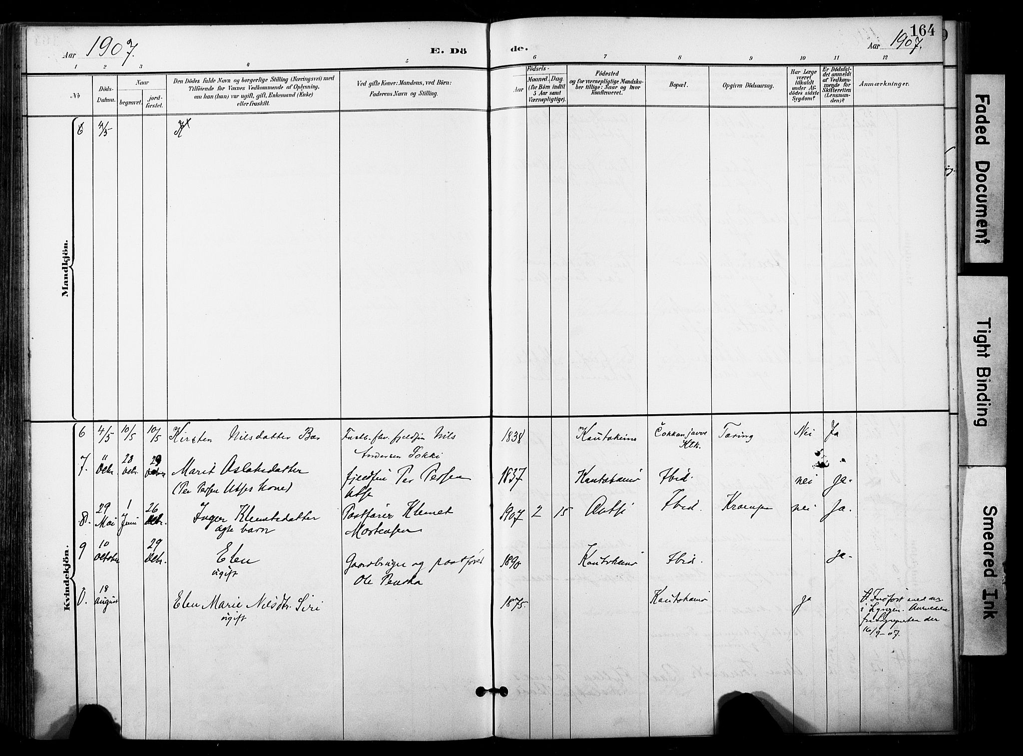Kautokeino sokneprestembete, SATØ/S-1340/H/Ha/L0005.kirke: Parish register (official) no. 5, 1896-1916, p. 164