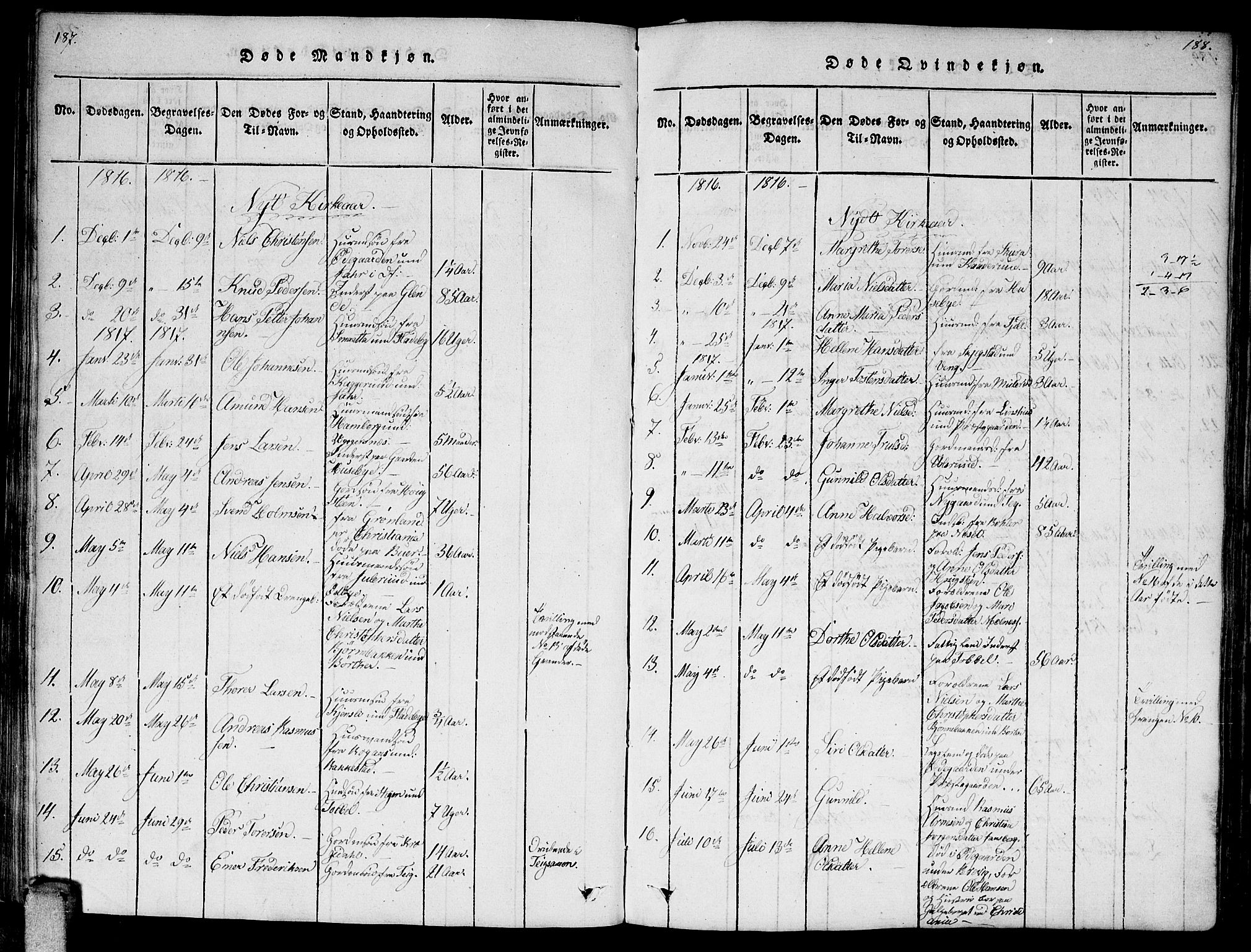 Enebakk prestekontor Kirkebøker, AV/SAO-A-10171c/F/Fa/L0006: Parish register (official) no. I 6, 1815-1832, p. 187-188