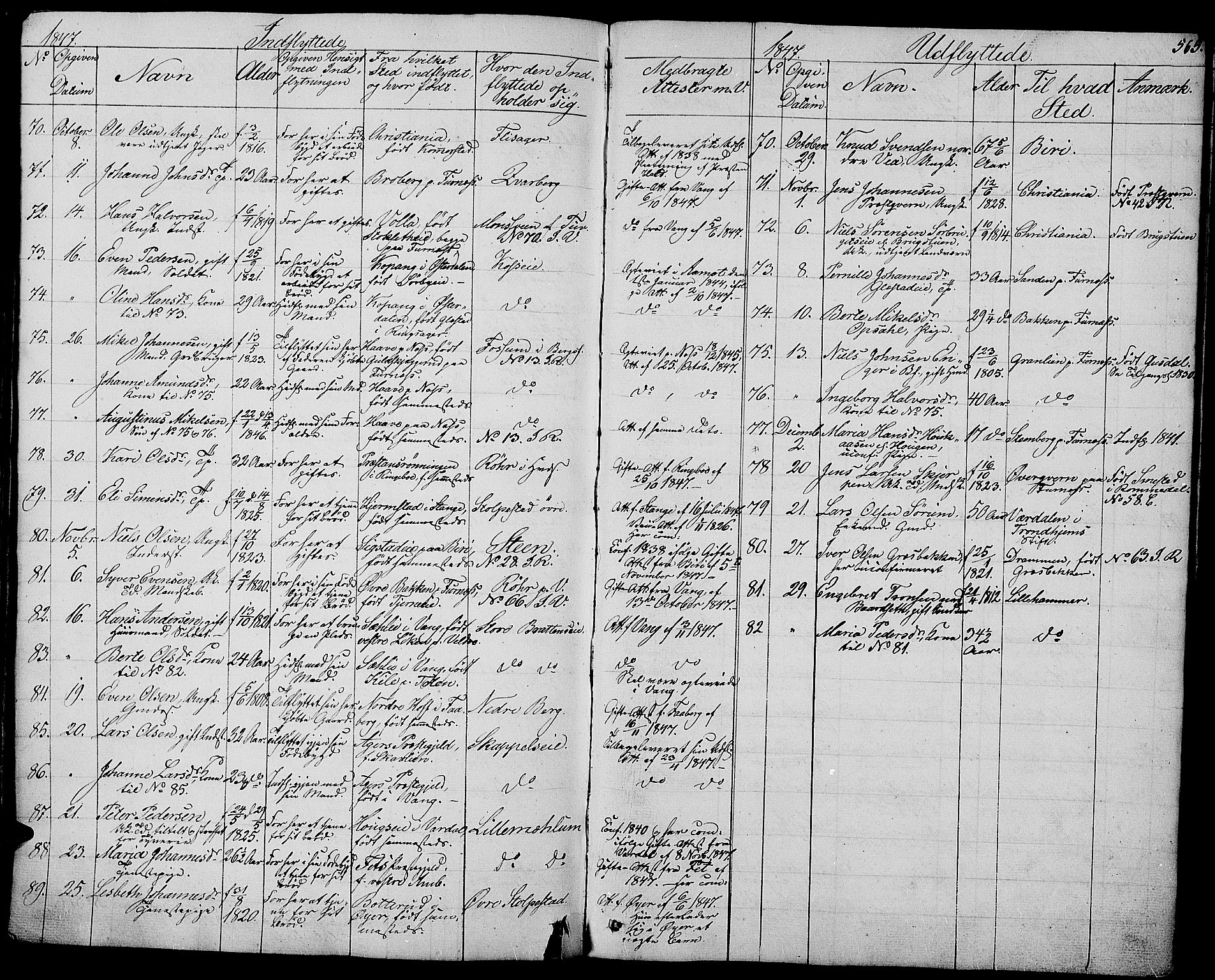 Ringsaker prestekontor, AV/SAH-PREST-014/L/La/L0005: Parish register (copy) no. 5, 1839-1850, p. 565