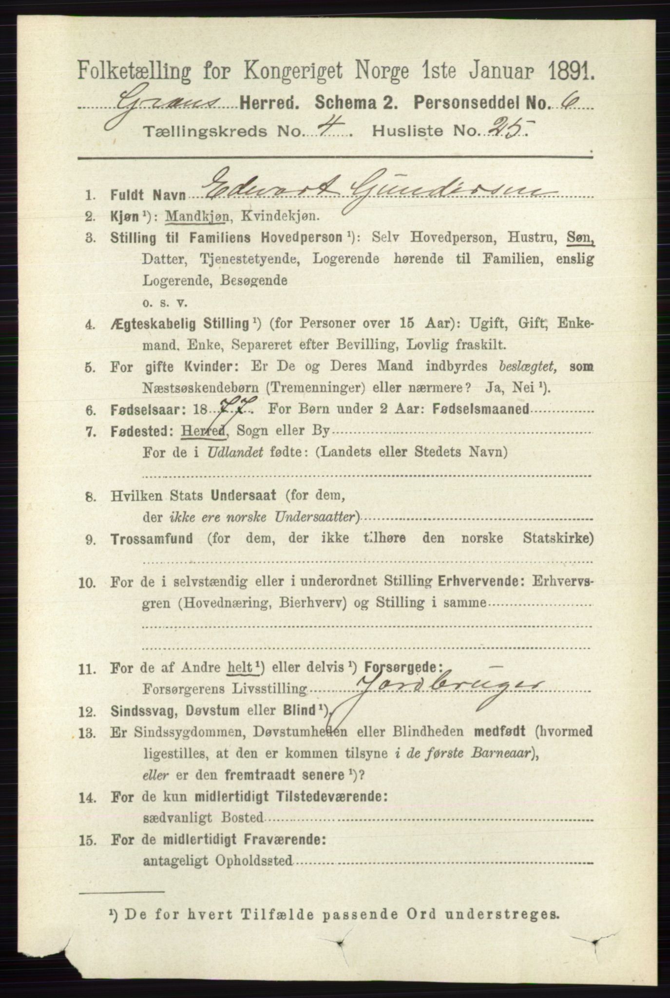 RA, 1891 census for 0534 Gran, 1891, p. 1314