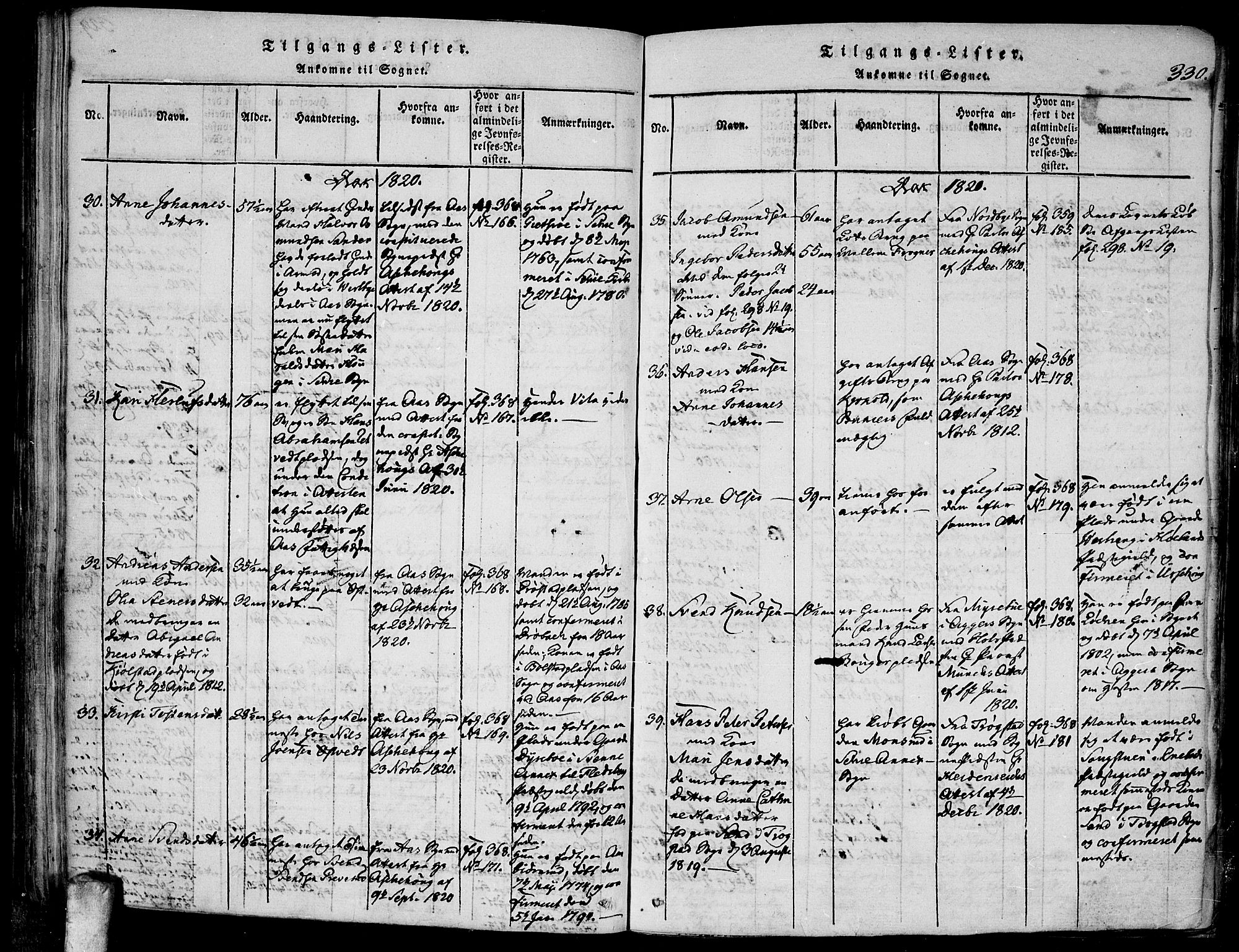 Kråkstad prestekontor Kirkebøker, AV/SAO-A-10125a/F/Fa/L0003: Parish register (official) no. I 3, 1813-1824, p. 330