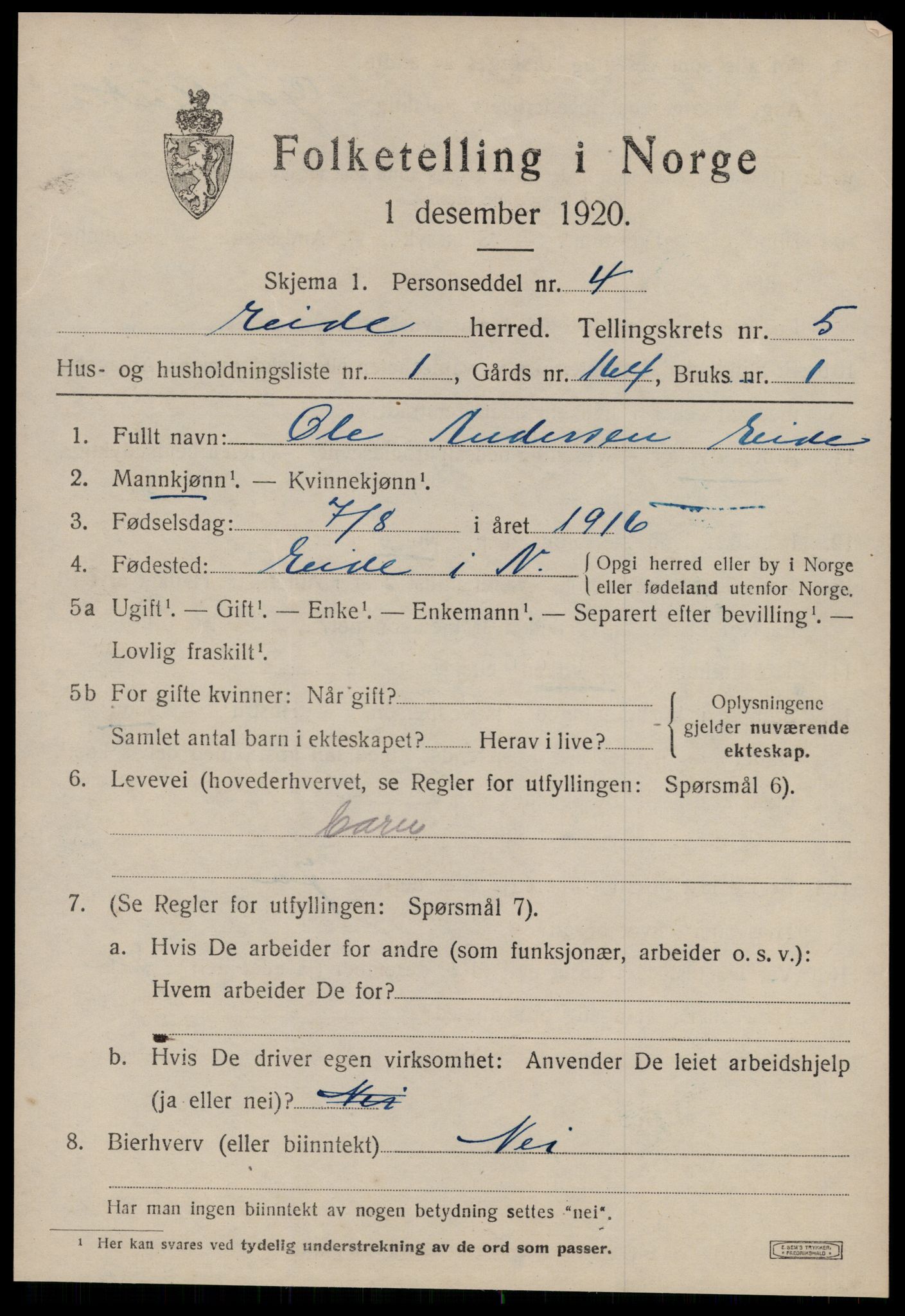 SAT, 1920 census for Eid (MR), 1920, p. 2234