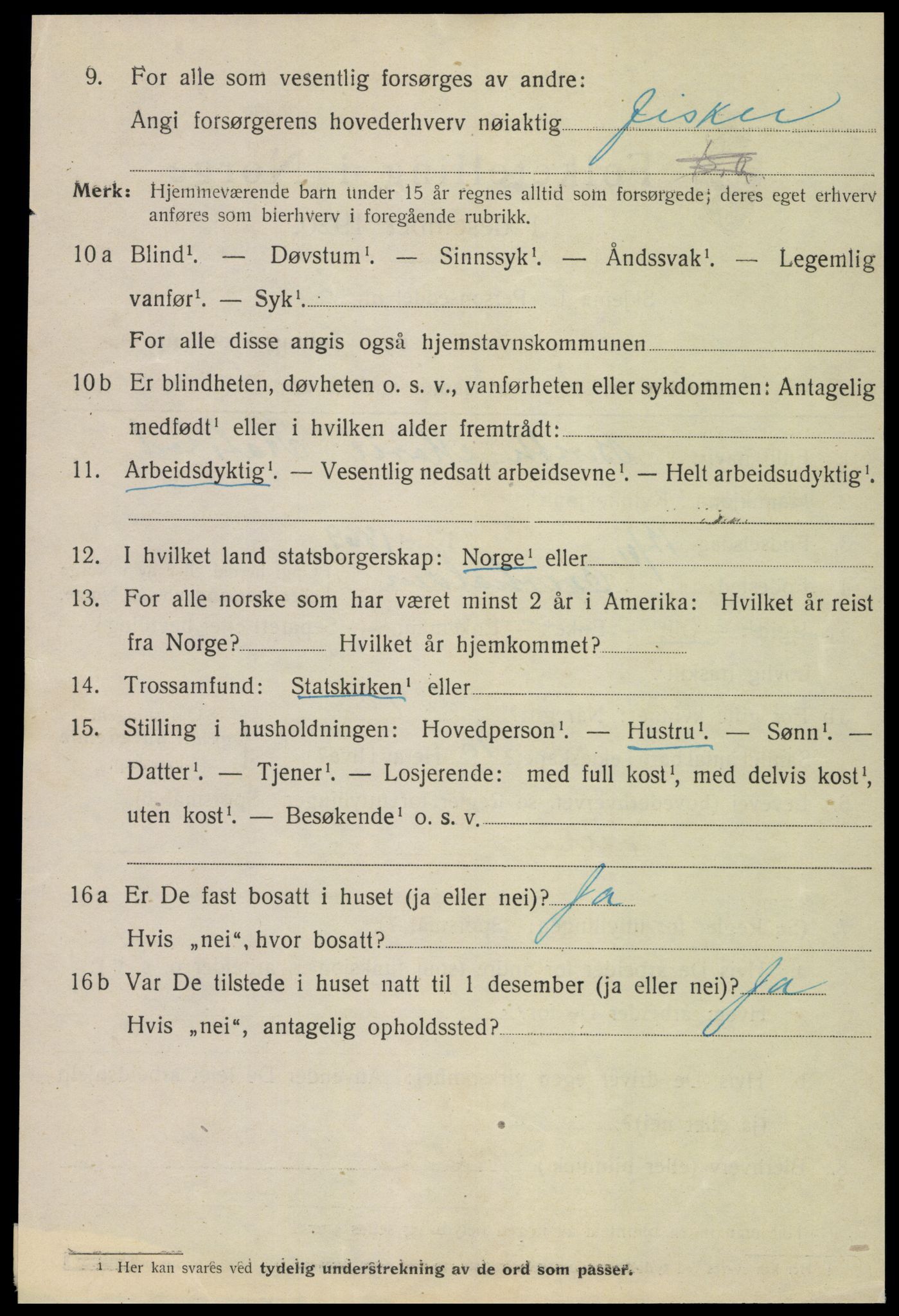 SAT, 1920 census for Namsos, 1920, p. 3136