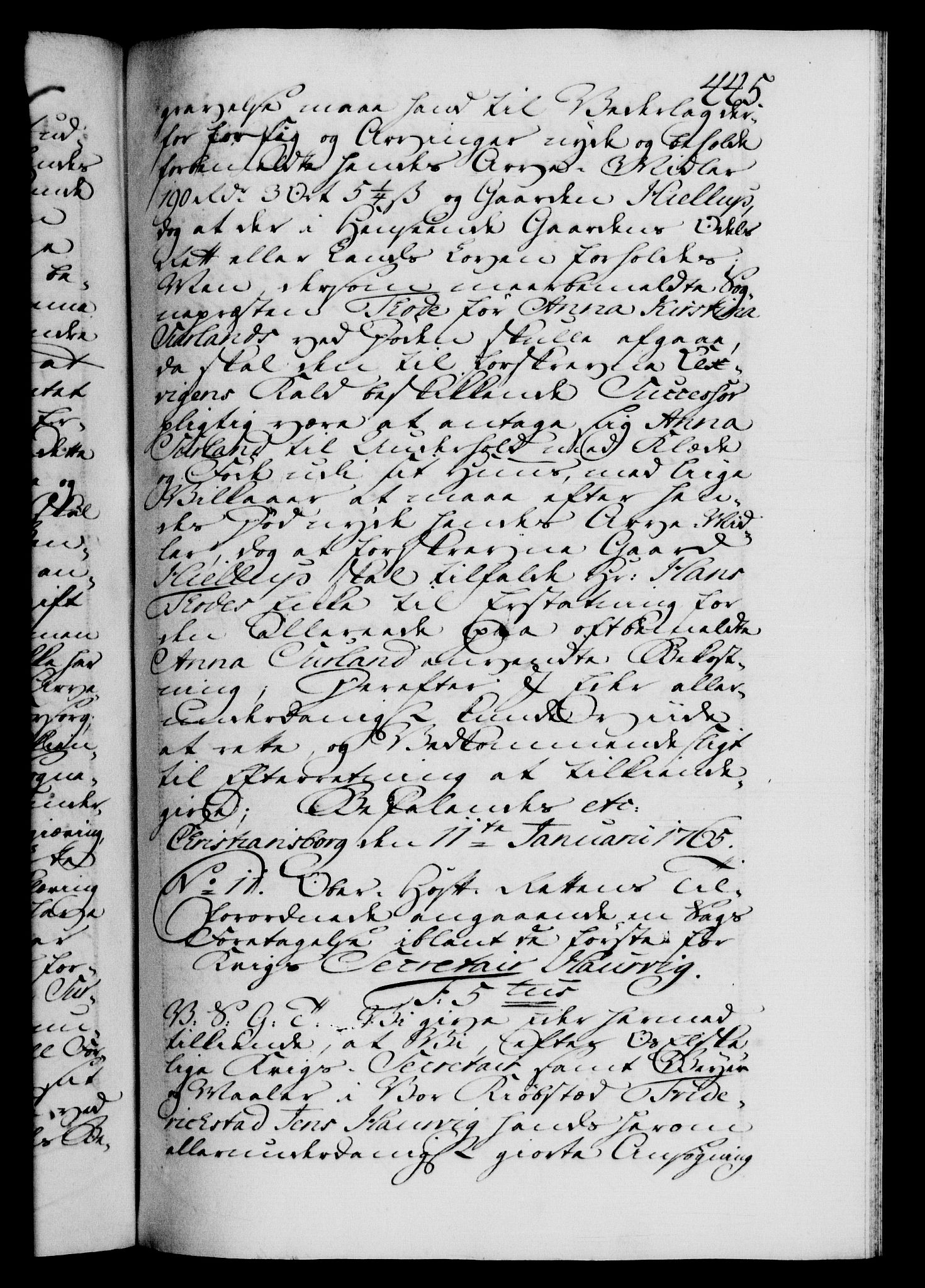 Danske Kanselli 1572-1799, AV/RA-EA-3023/F/Fc/Fca/Fcab/L0037: Norske tegnelser, 1762-1766, p. 445a