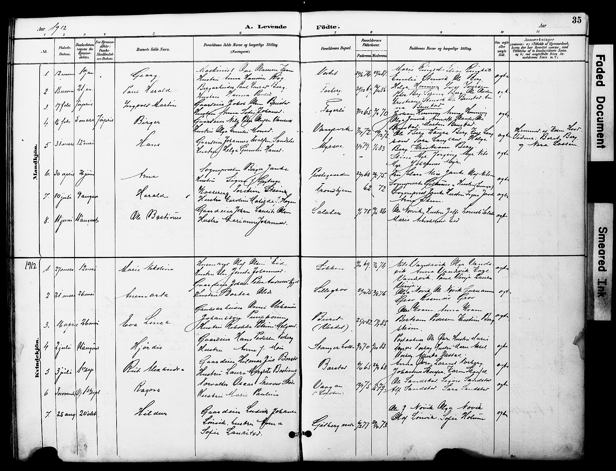 Ministerialprotokoller, klokkerbøker og fødselsregistre - Nord-Trøndelag, SAT/A-1458/722/L0226: Parish register (copy) no. 722C02, 1889-1927, p. 35