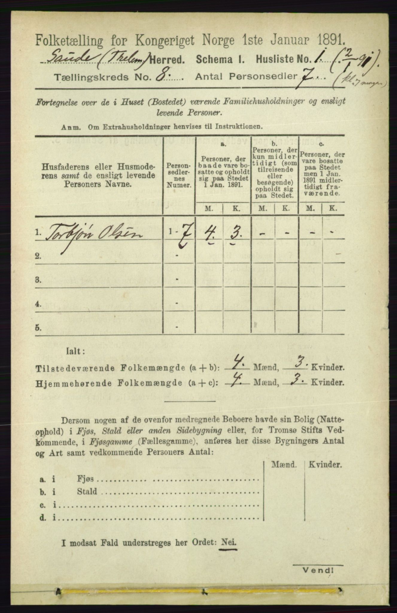 RA, 1891 census for 0822 Sauherad, 1891, p. 2251