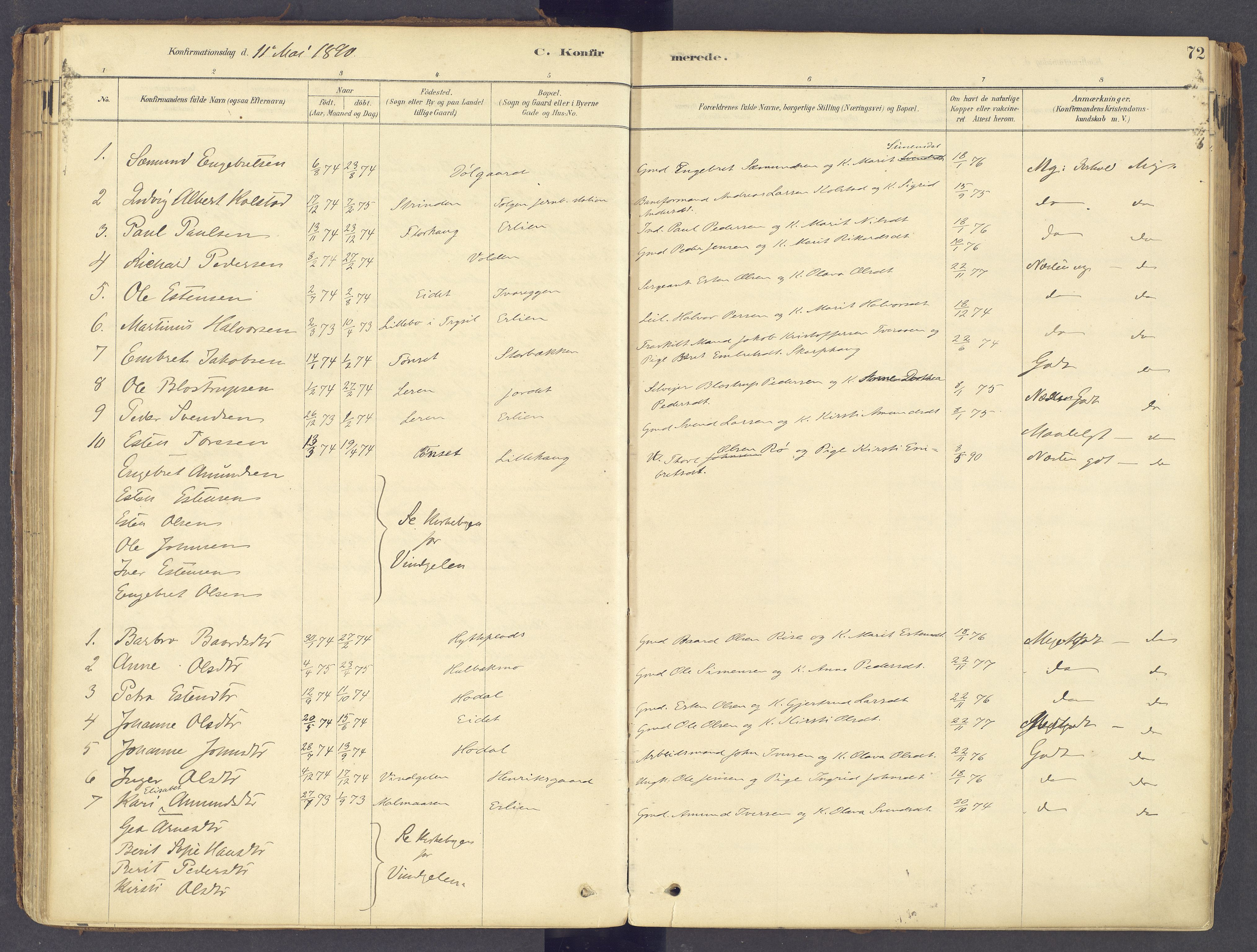 Tolga prestekontor, AV/SAH-PREST-062/K/L0011: Parish register (official) no. 11, 1877-1920, p. 72