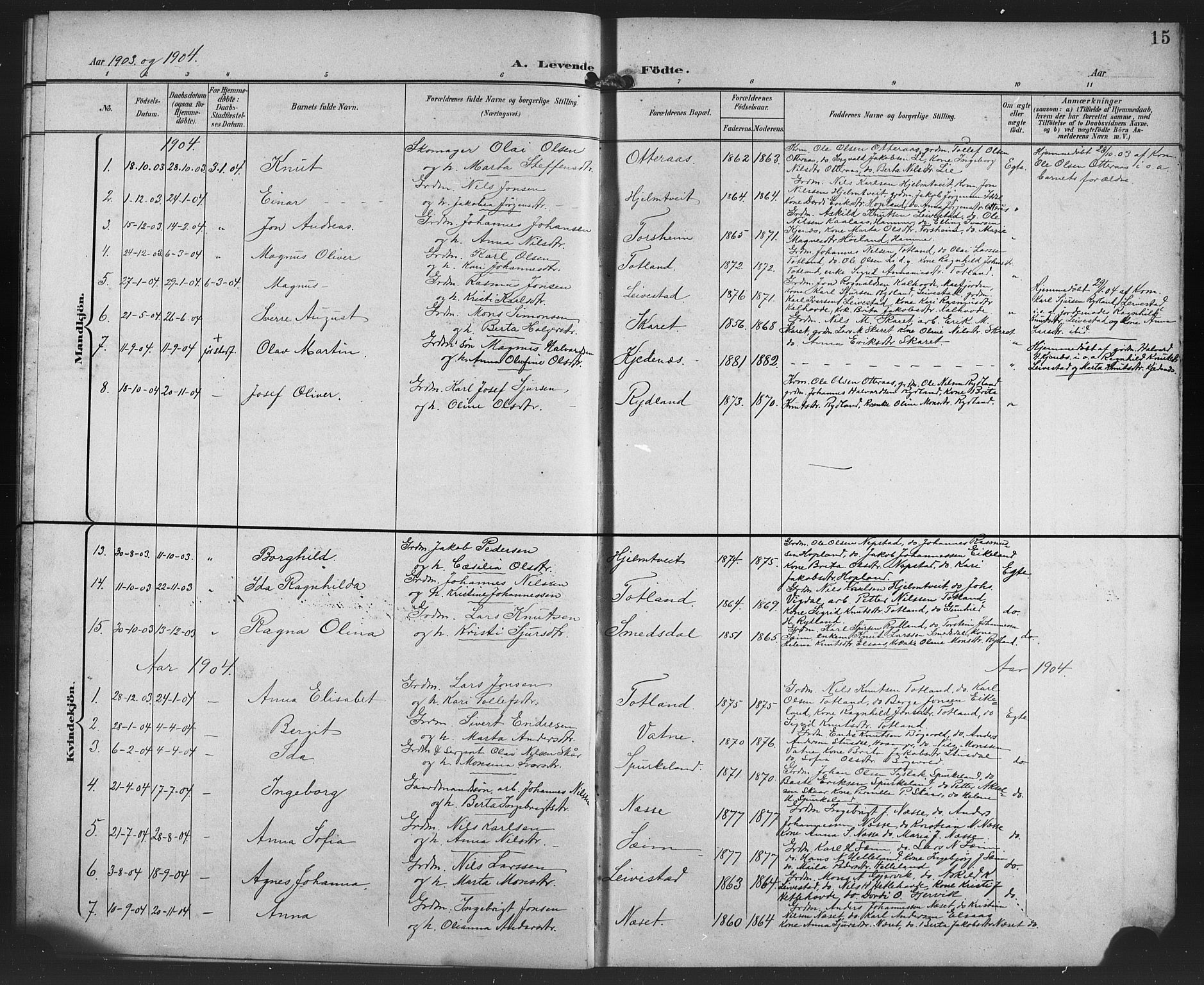 Alversund Sokneprestembete, SAB/A-73901/H/Ha/Haa/Haad/L0003: Parish register (official) no. D 3, 1899-1908, p. 15