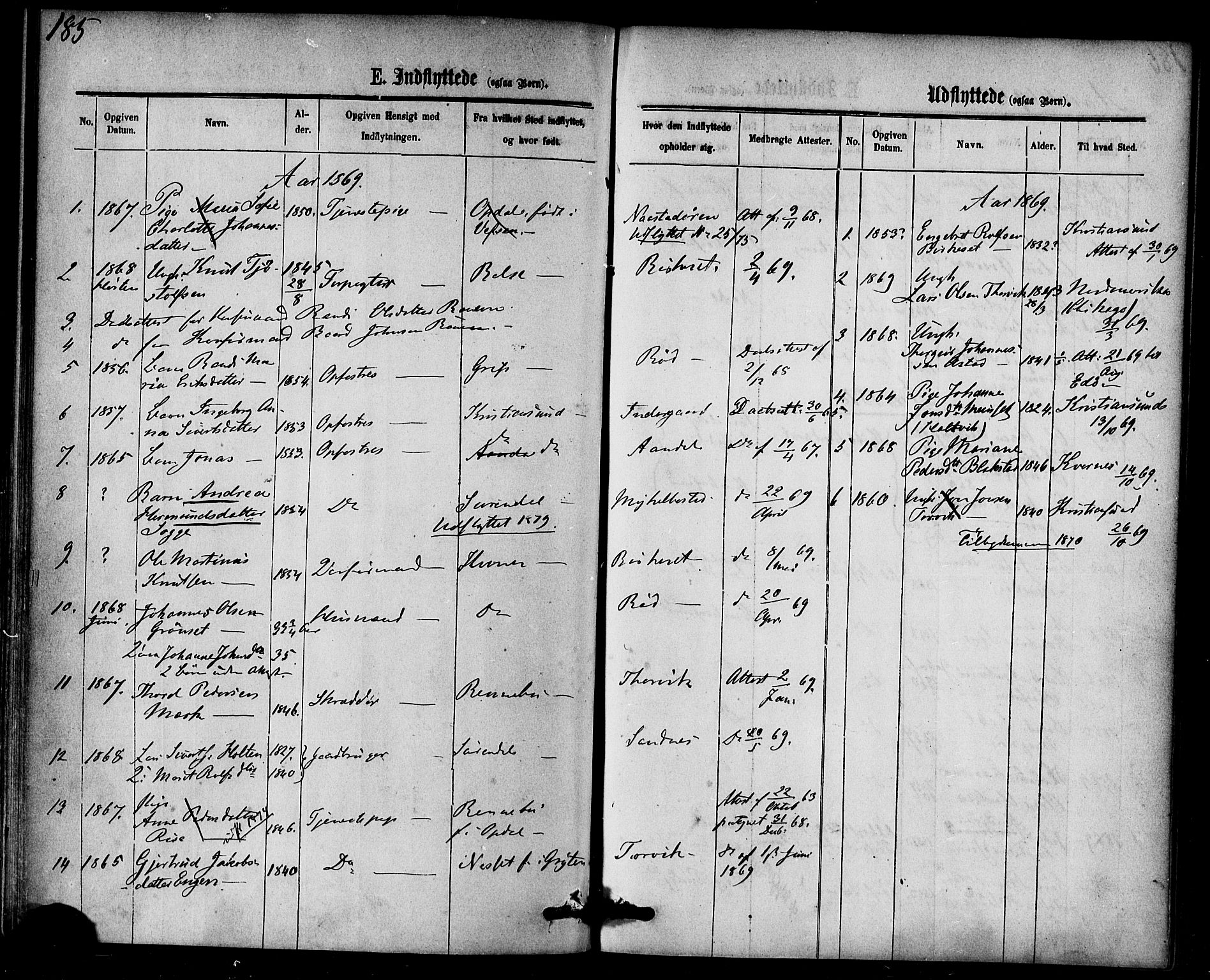 Ministerialprotokoller, klokkerbøker og fødselsregistre - Møre og Romsdal, SAT/A-1454/584/L0966: Parish register (official) no. 584A06, 1869-1878, p. 185