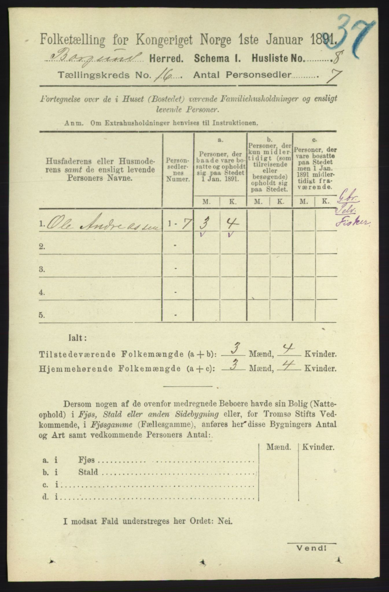 RA, 1891 census for 1531 Borgund, 1891, p. 4750