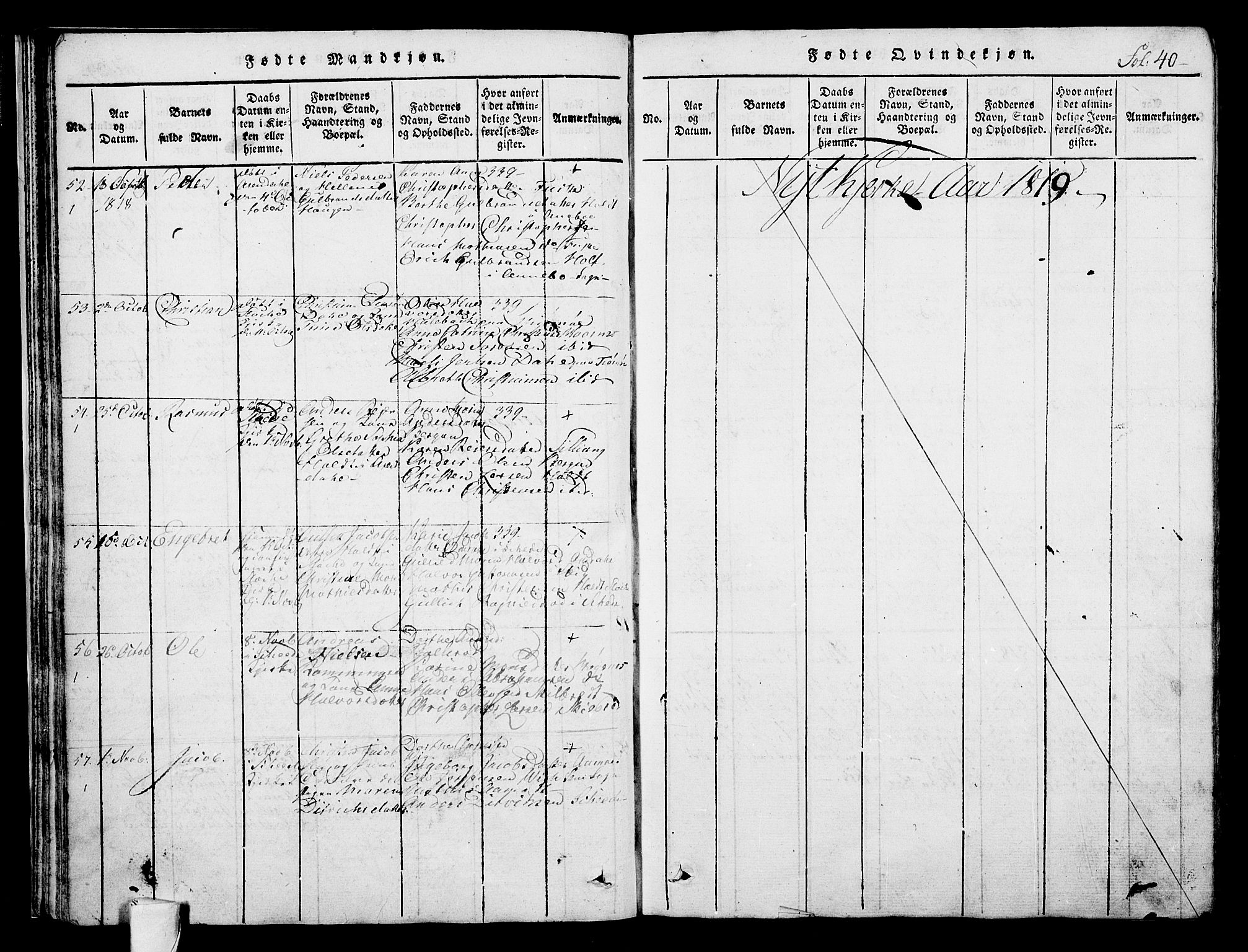 Stokke kirkebøker, AV/SAKO-A-320/F/Fa/L0005: Parish register (official) no. I 5, 1815-1826, p. 40