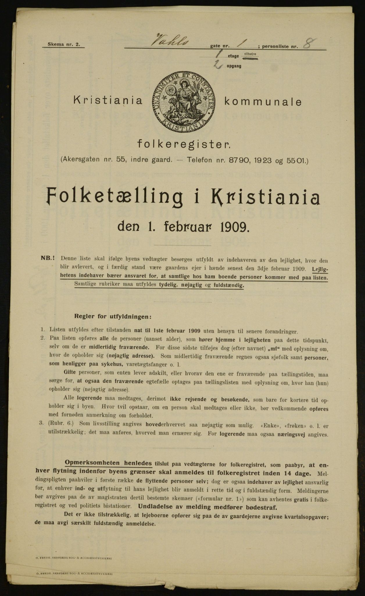 OBA, Municipal Census 1909 for Kristiania, 1909, p. 110154