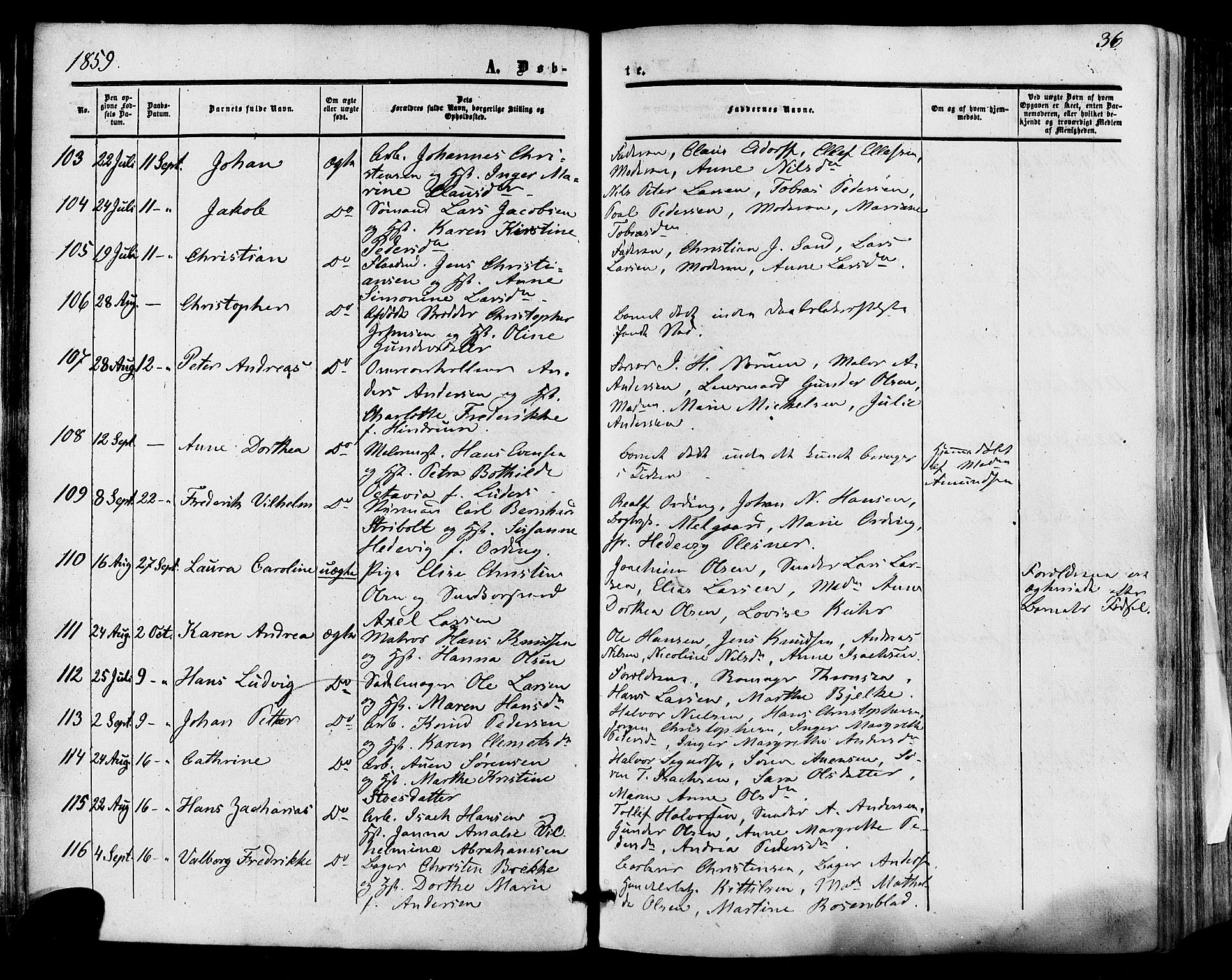 Skien kirkebøker, AV/SAKO-A-302/F/Fa/L0007: Parish register (official) no. 7, 1856-1865, p. 36