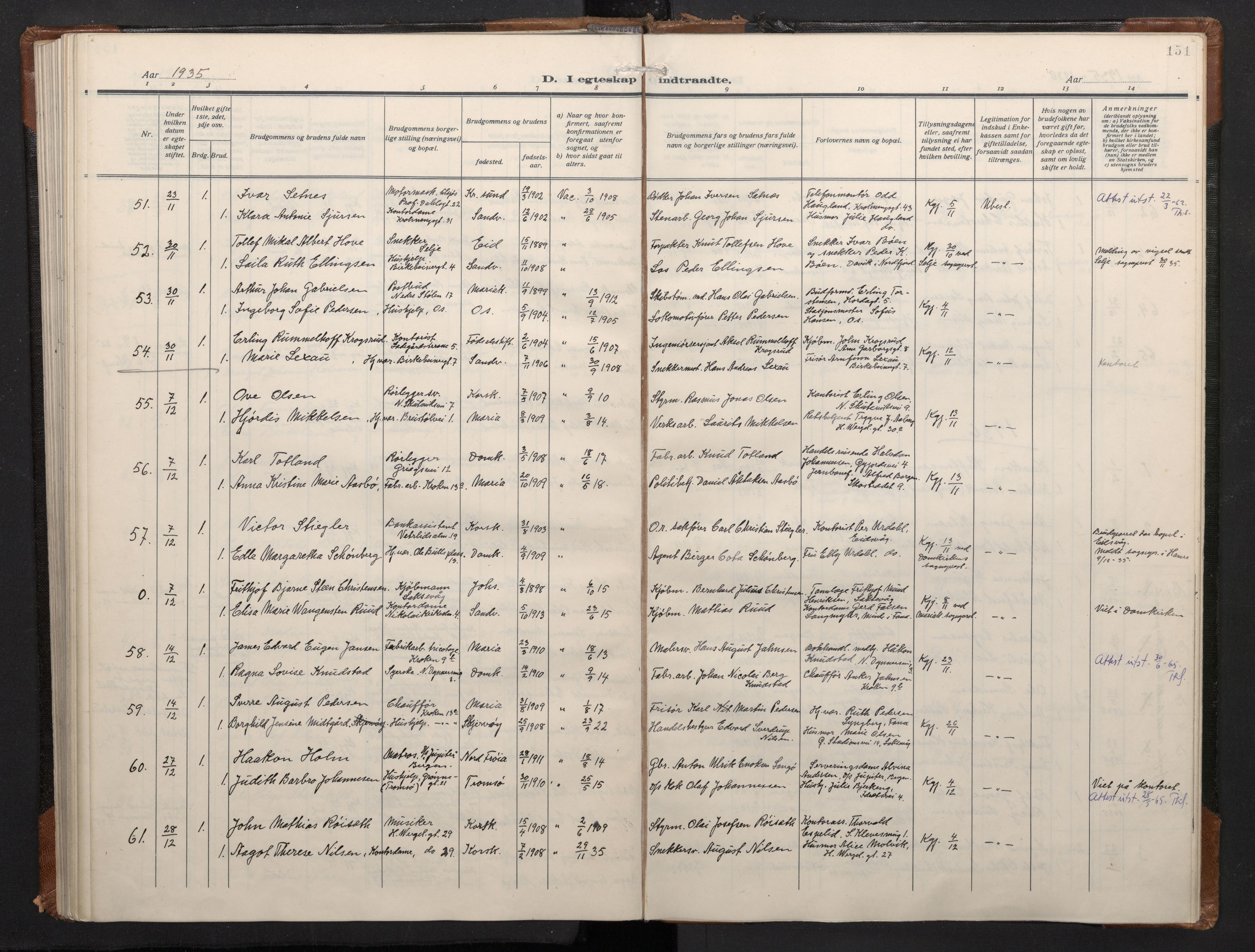 Mariakirken Sokneprestembete, SAB/A-76901/H/Haa/L0016: Parish register (official) no. C 4, 1927-1938, p. 150b-151a