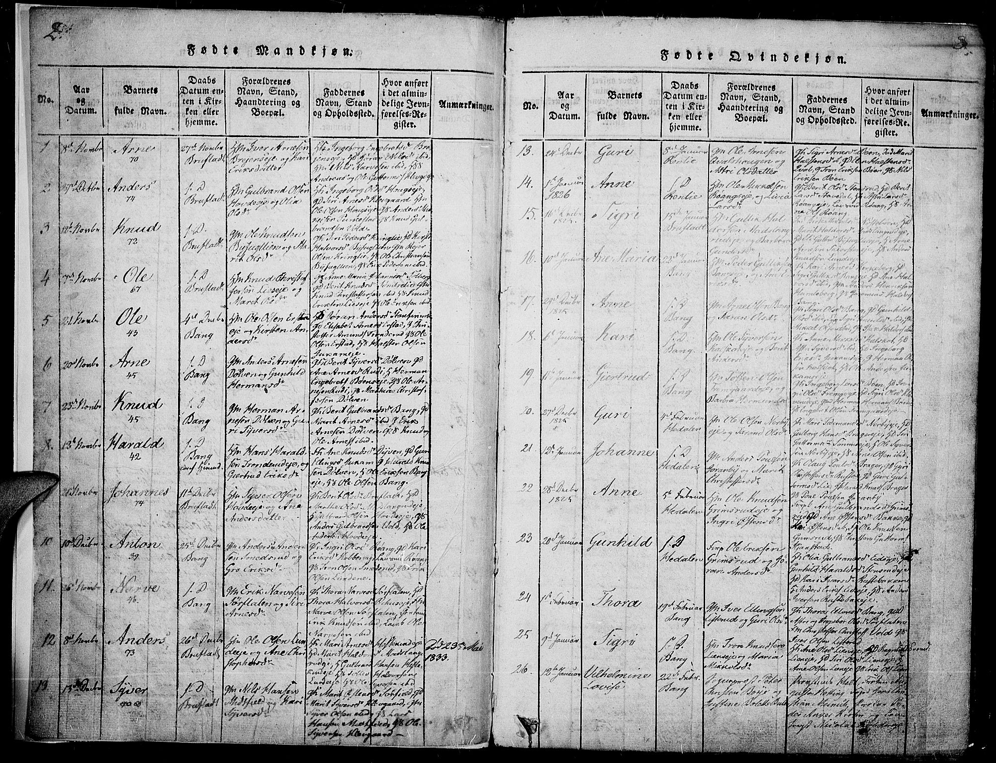 Sør-Aurdal prestekontor, SAH/PREST-128/H/Ha/Haa/L0003: Parish register (official) no. 3, 1825-1840, p. 2-3