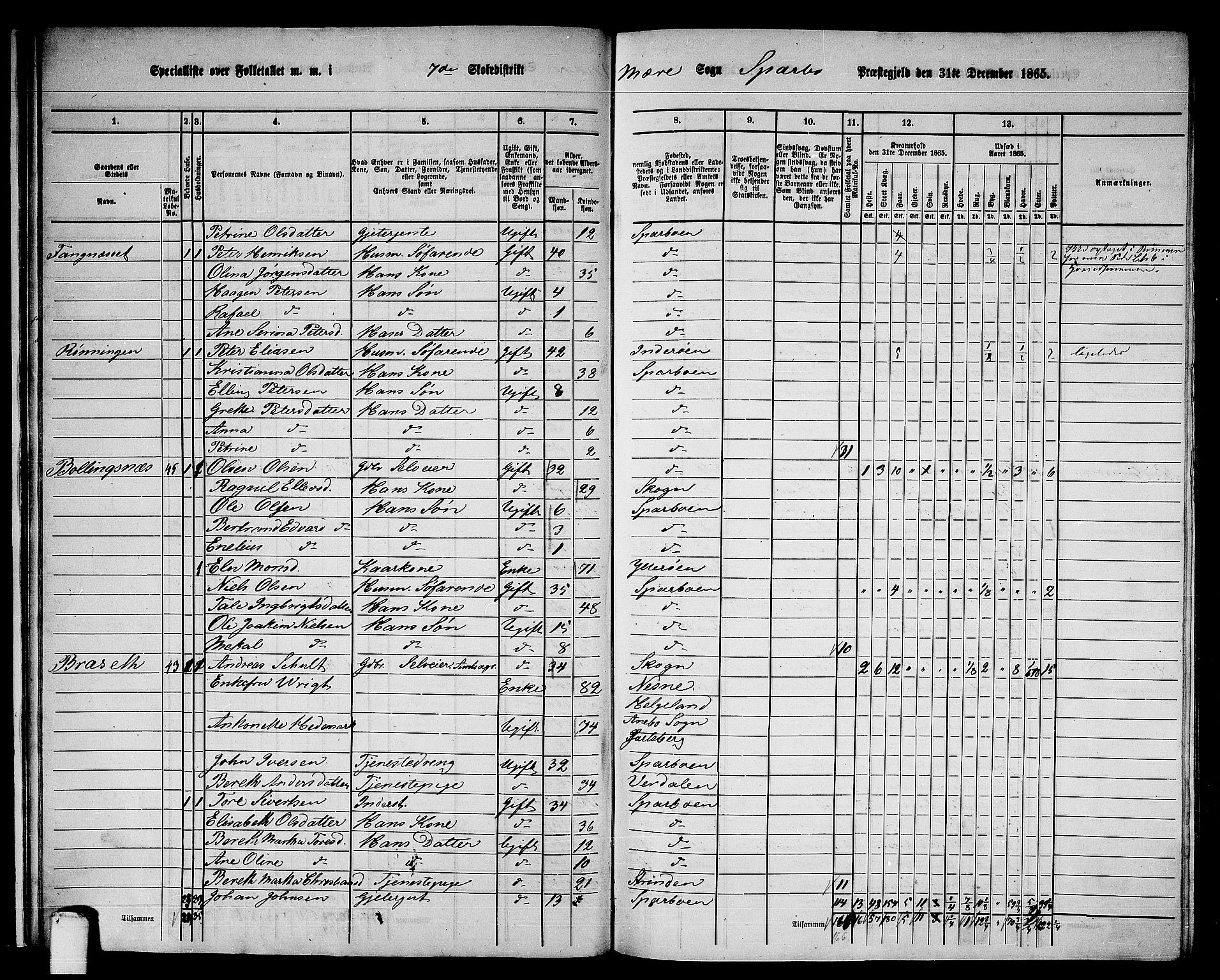 RA, 1865 census for Sparbu, 1865, p. 17