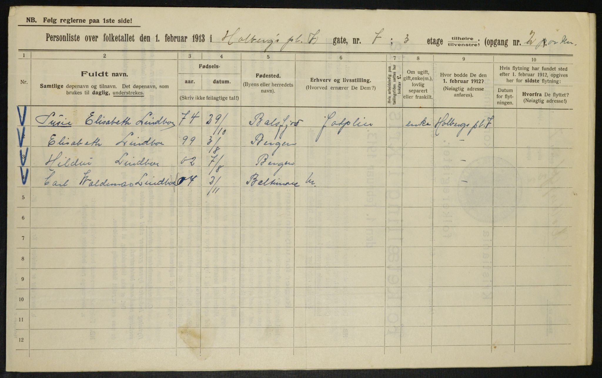 OBA, Municipal Census 1913 for Kristiania, 1913, p. 40443