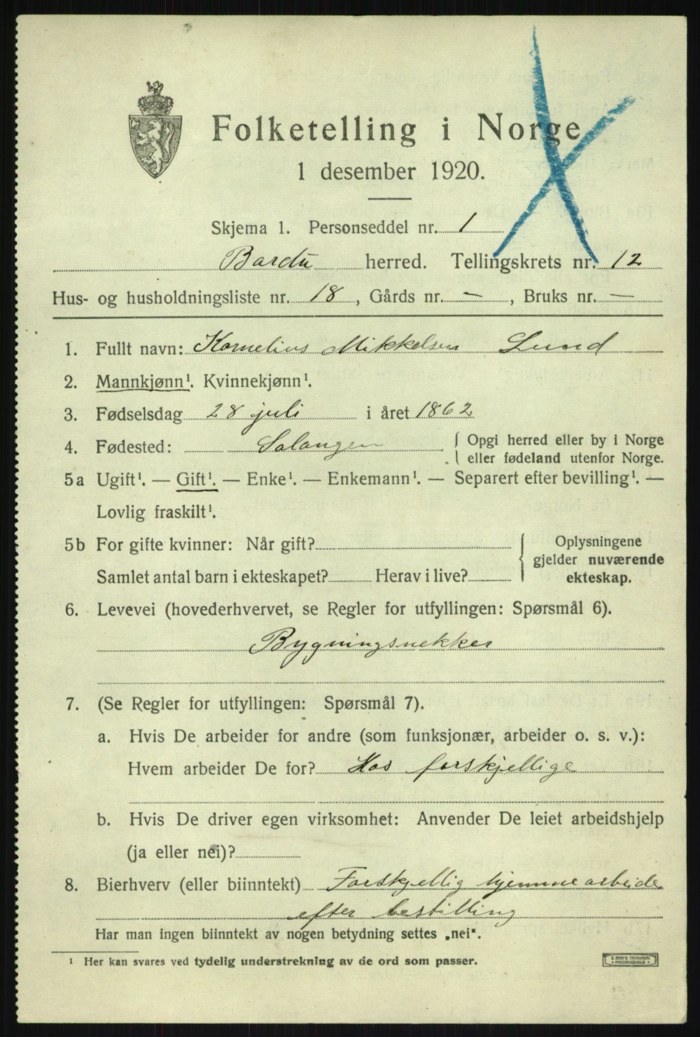 SATØ, 1920 census for Bardu, 1920, p. 4094