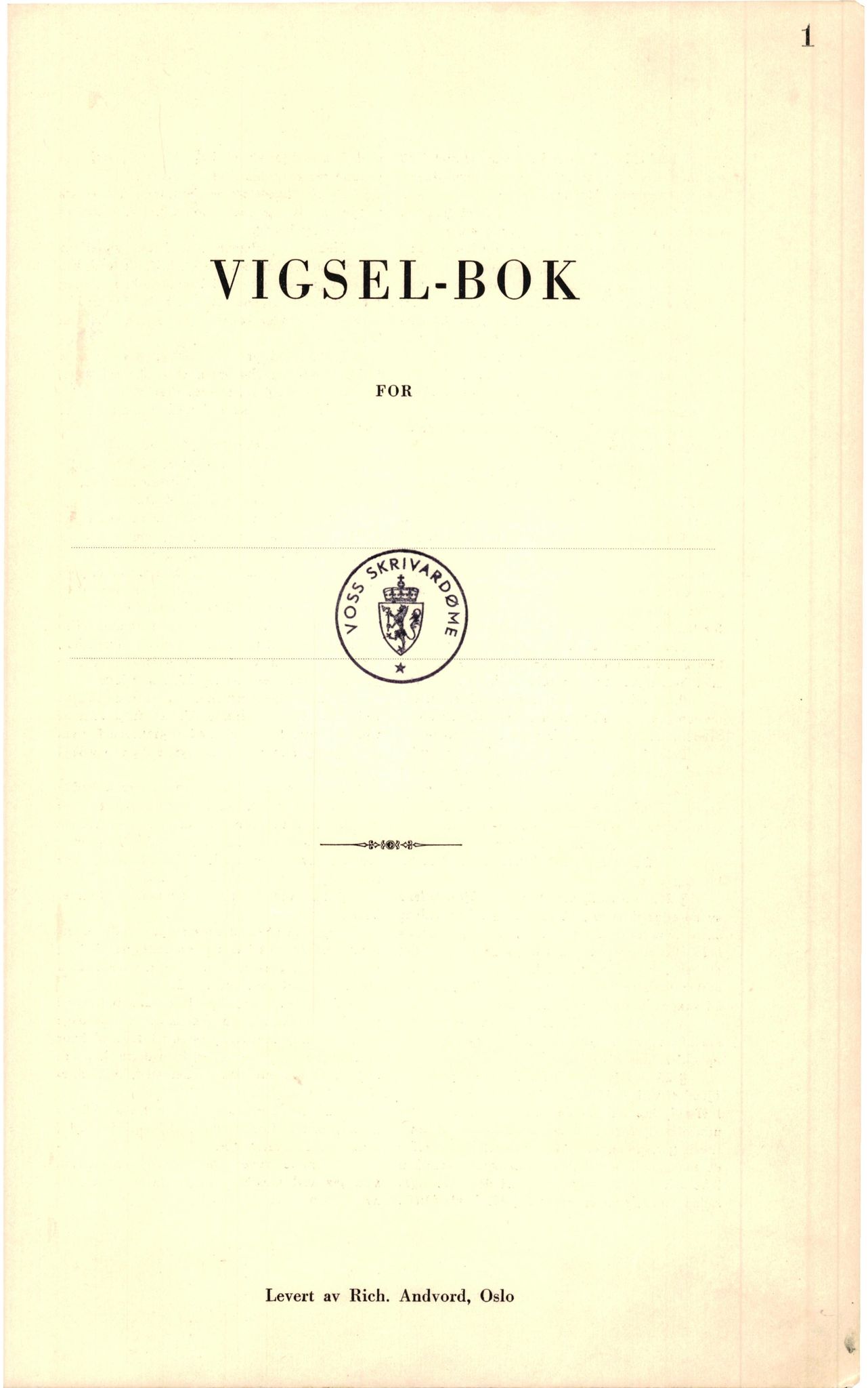 Voss sorenskrivar, SAB/A-2701/M/Maa/L0002: Vigselbok, 1943-1945, p. 1a