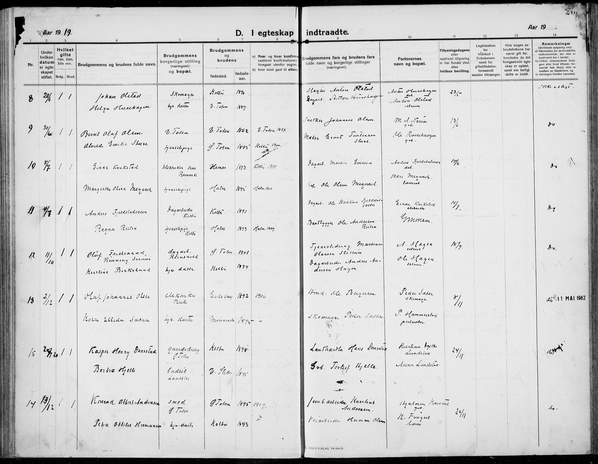 Kolbu prestekontor, AV/SAH-PREST-110/H/Ha/Haa/L0002: Parish register (official) no. 2, 1912-1926, p. 208