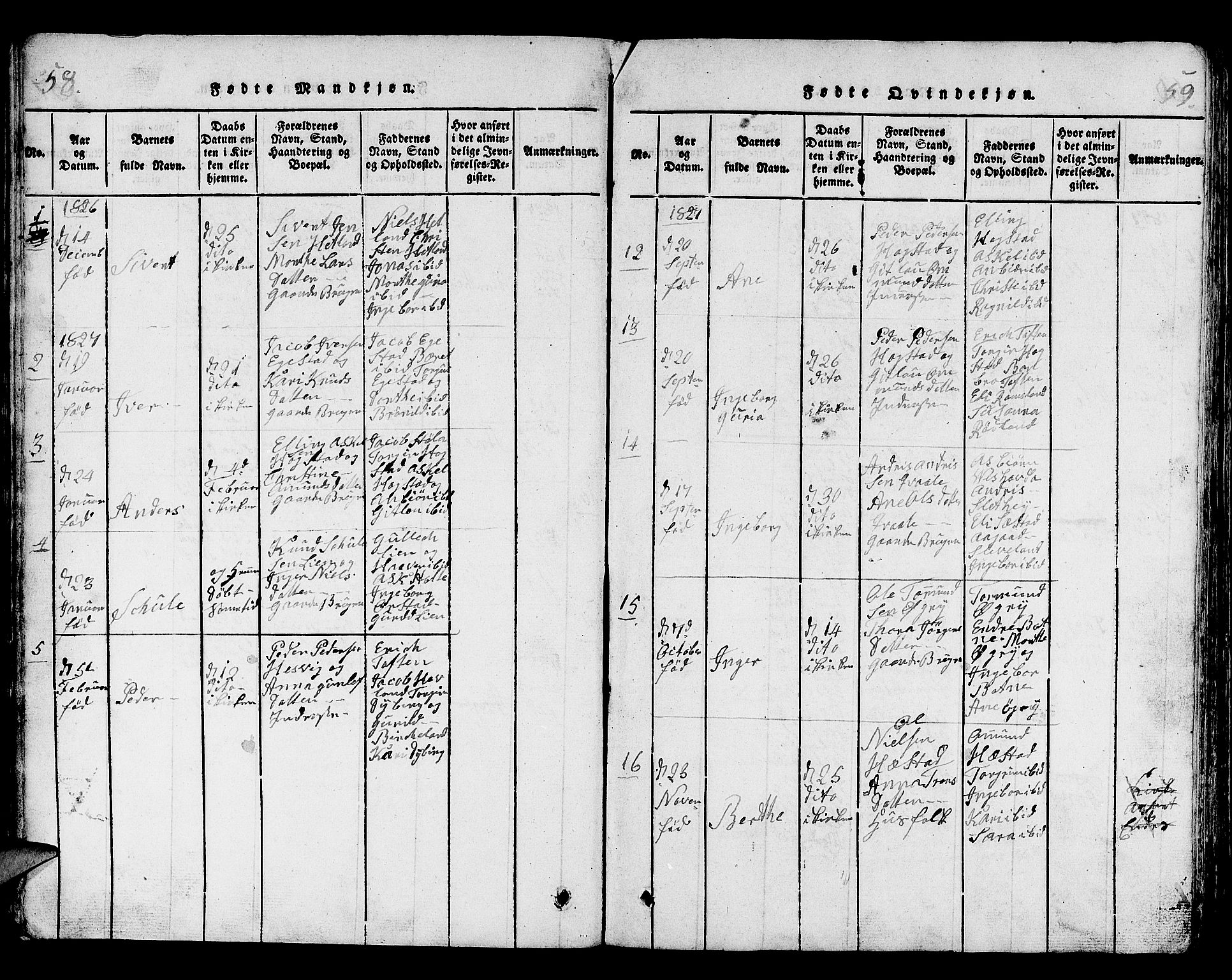 Helleland sokneprestkontor, AV/SAST-A-101810: Parish register (copy) no. B 1, 1815-1841, p. 58-59