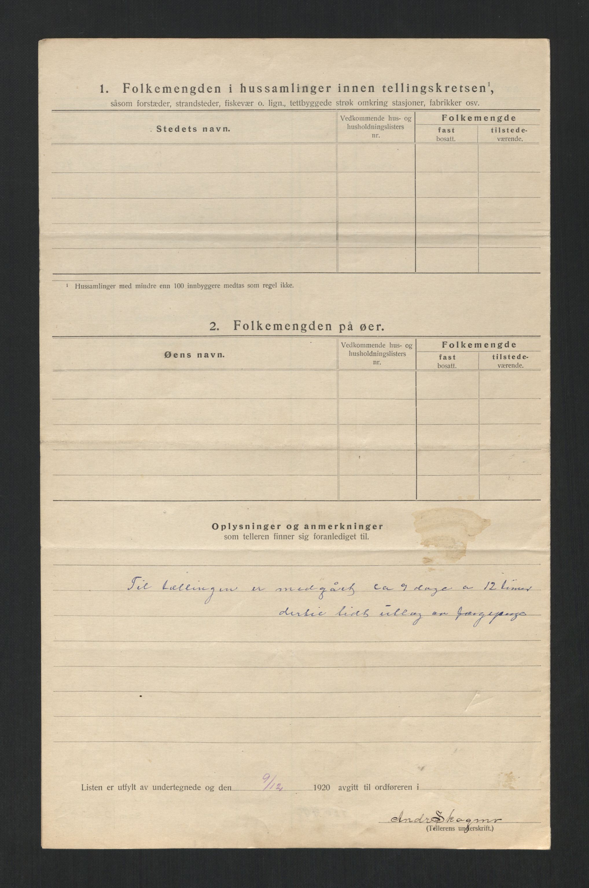 SAT, 1920 census for Overhalla, 1920, p. 19