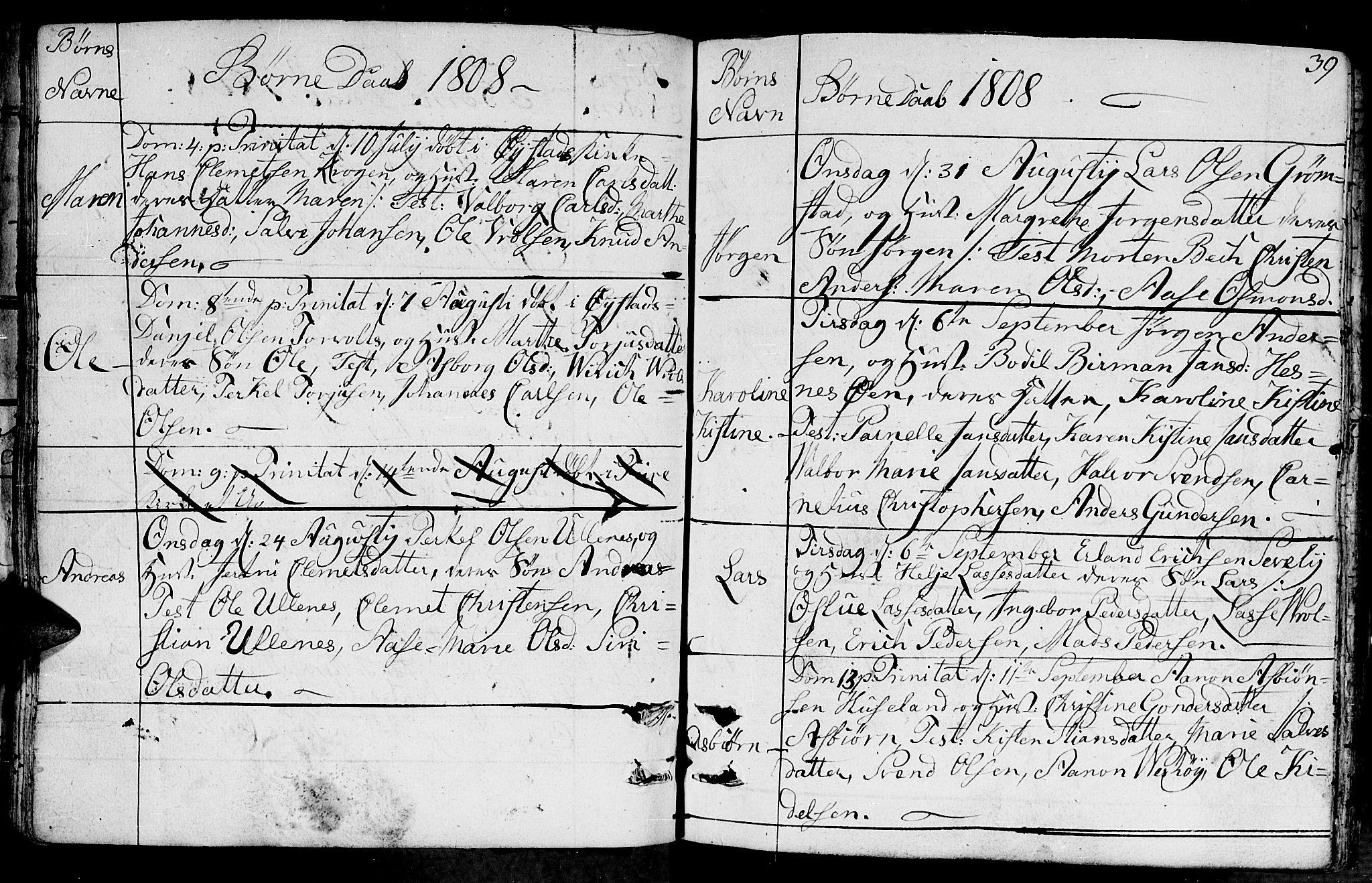 Fjære sokneprestkontor, AV/SAK-1111-0011/F/Fb/L0006: Parish register (copy) no. B 6, 1803-1817, p. 39