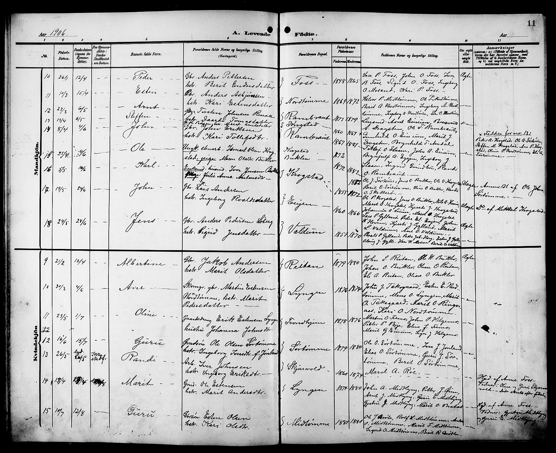 Ministerialprotokoller, klokkerbøker og fødselsregistre - Sør-Trøndelag, SAT/A-1456/692/L1112: Parish register (copy) no. 692C07, 1904-1918, p. 11